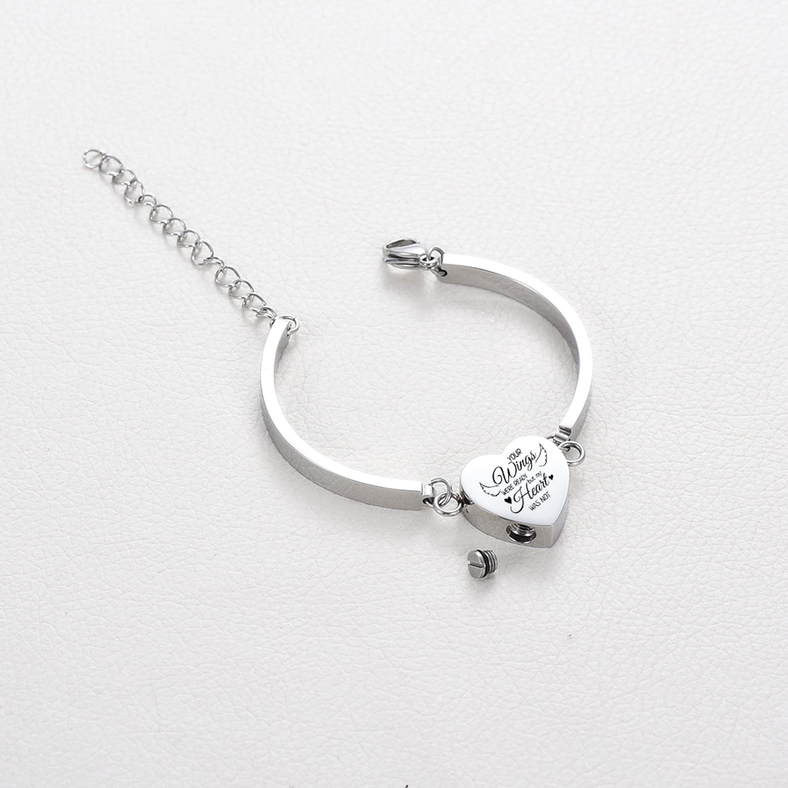 Stainless Steel Heart Urn Locket Funeral Cremation Jewelry For Ashes Bracelets - Picture 16 of 16