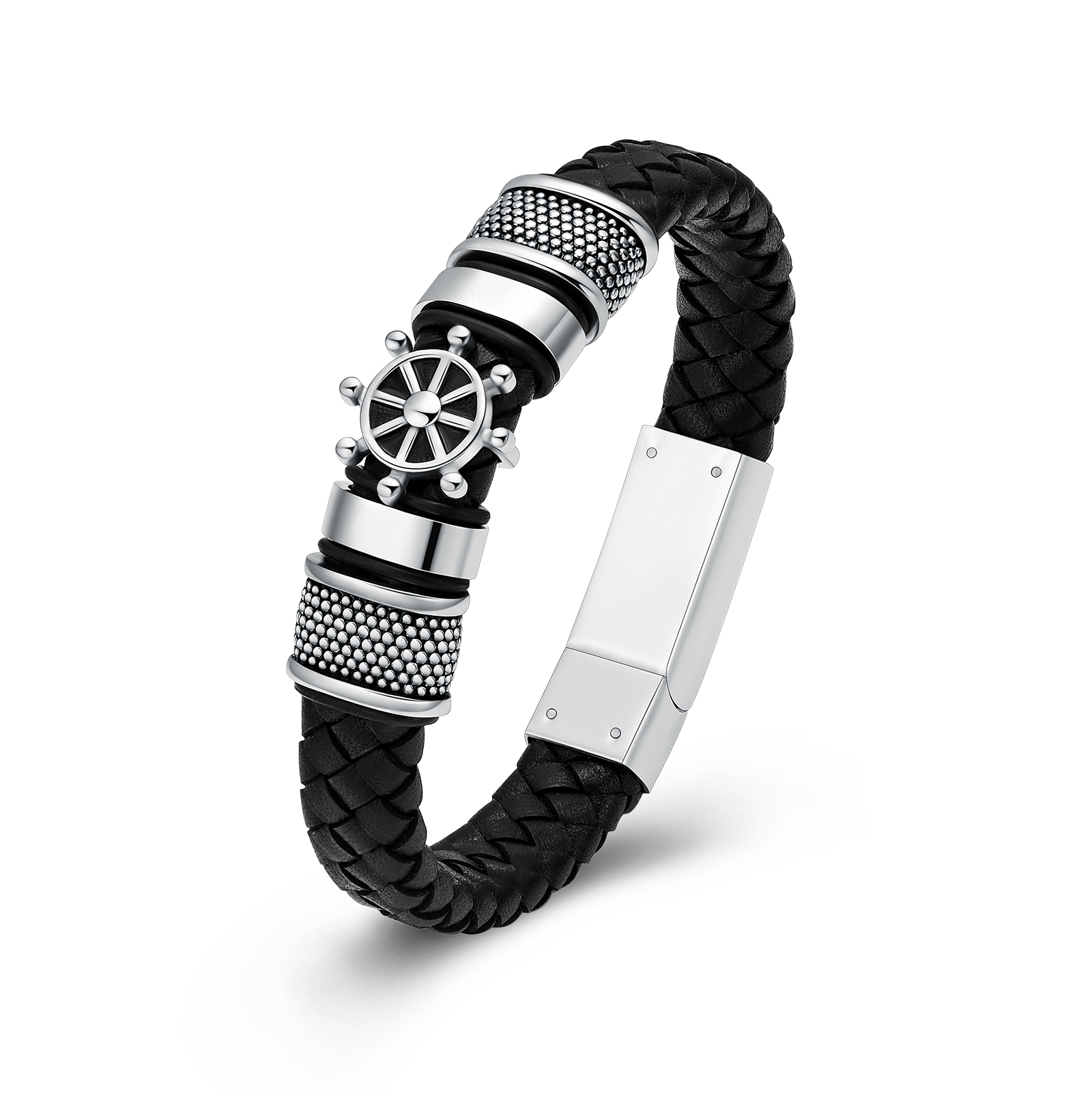Cremation Bracelet Ship Rudder Urn Bracelet for Ashes Braided Leather Urn Bangle - Picture 11 of 28