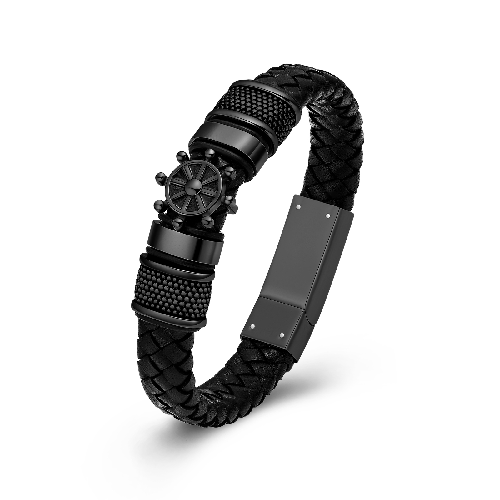 Cremation Bracelet Ship Rudder Urn Bracelet for Ashes Braided Leather Urn Bangle - Picture 17 of 28