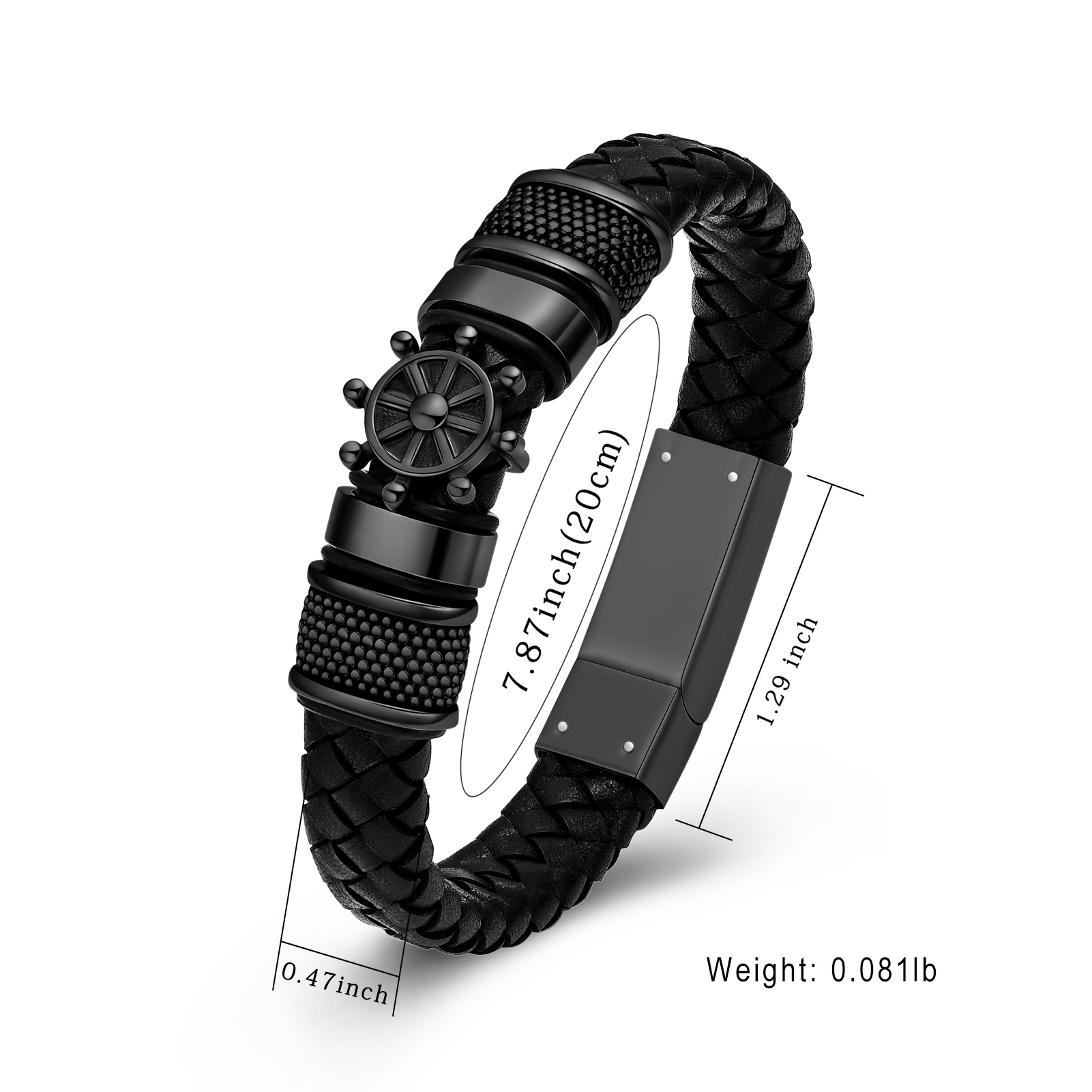 Cremation Bracelet Ship Rudder Urn Bracelet for Ashes Braided Leather Urn Bangle - Picture 18 of 28