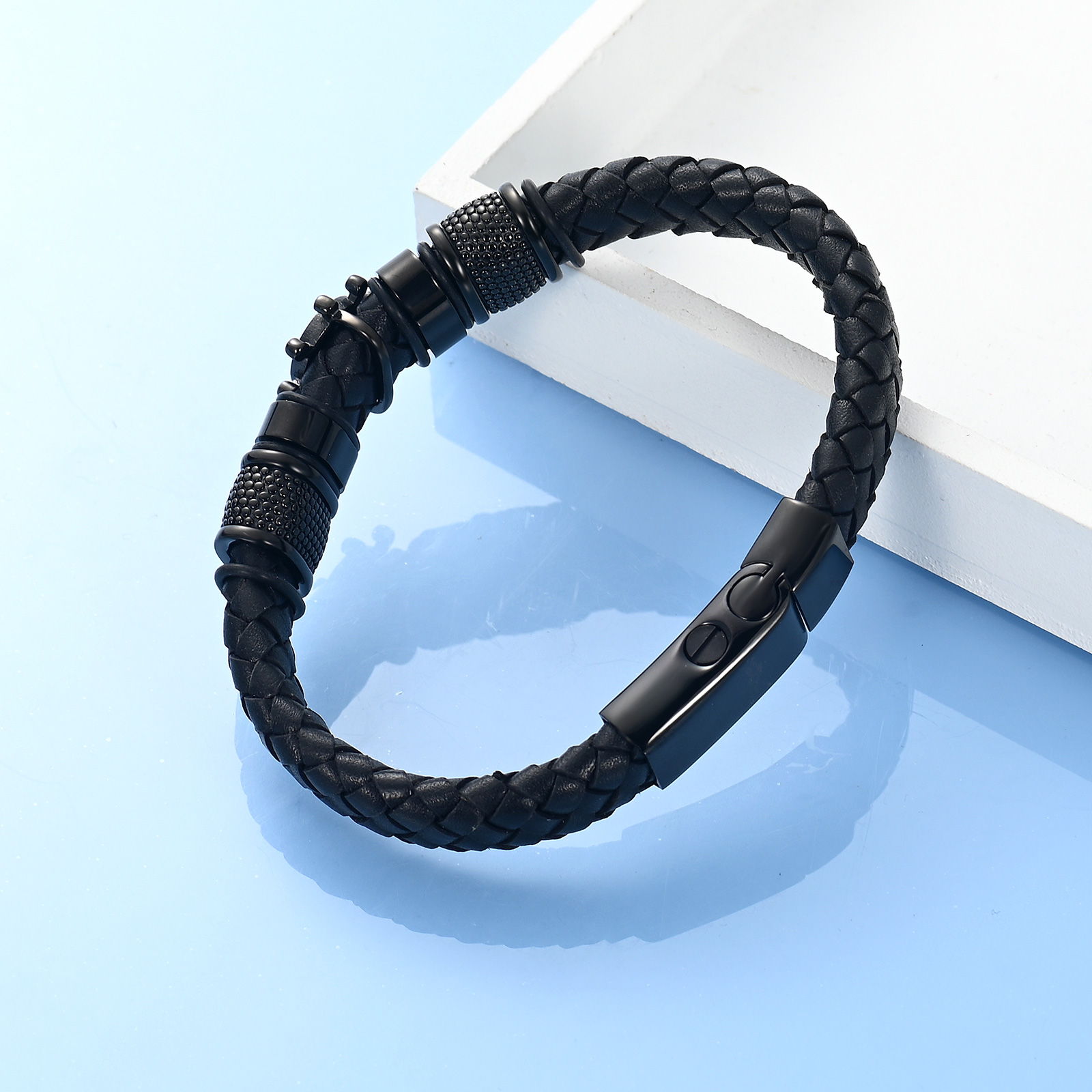 Cremation Bracelet Ship Rudder Urn Bracelet for Ashes Braided Leather Urn Bangle - Picture 20 of 28
