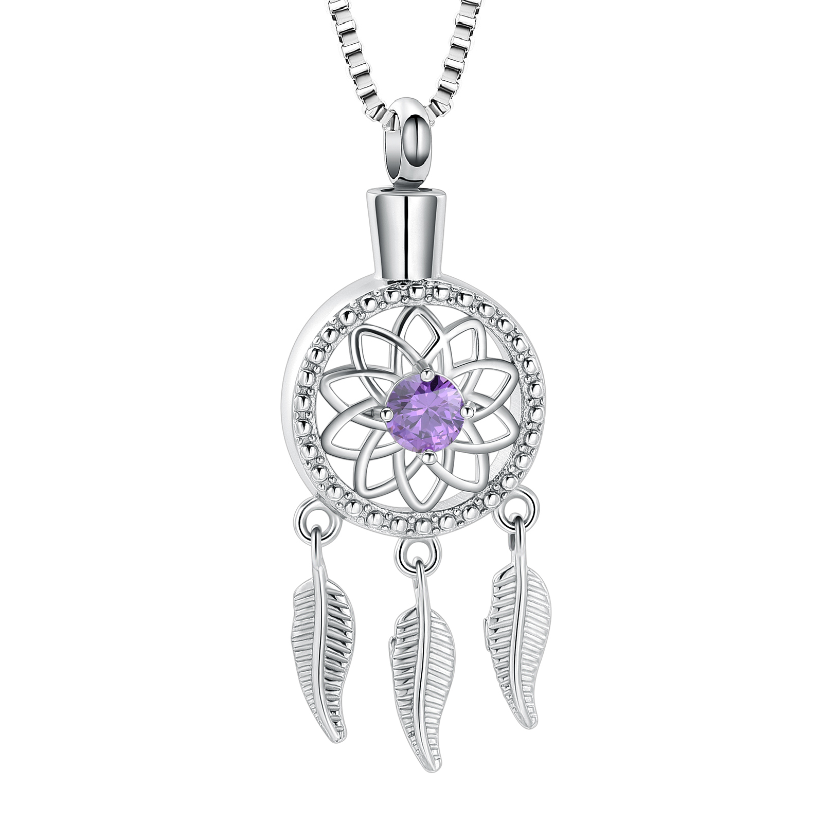 Stainless Steel Crystal Dreamcather Urn Pendant Necklace for Cremation Ashe Gift