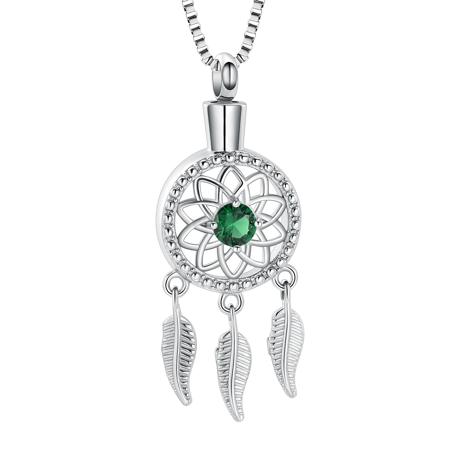 Stainless Steel Crystal Dreamcather Urn Pendant Necklace for Cremation Ashe Gift