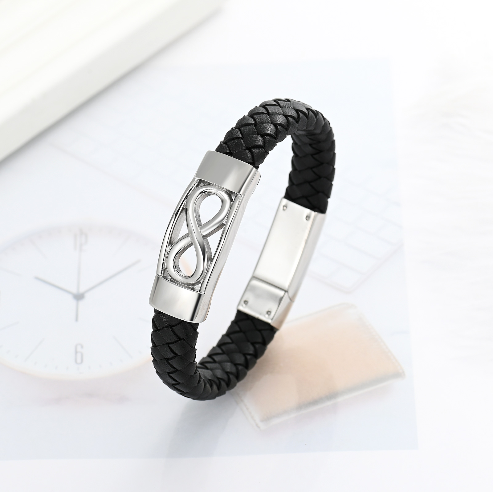 Infinity Women Men's Cremation Urn Bracelet for Ashes Leather Cuff Urn Bracelet - Picture 15 of 38