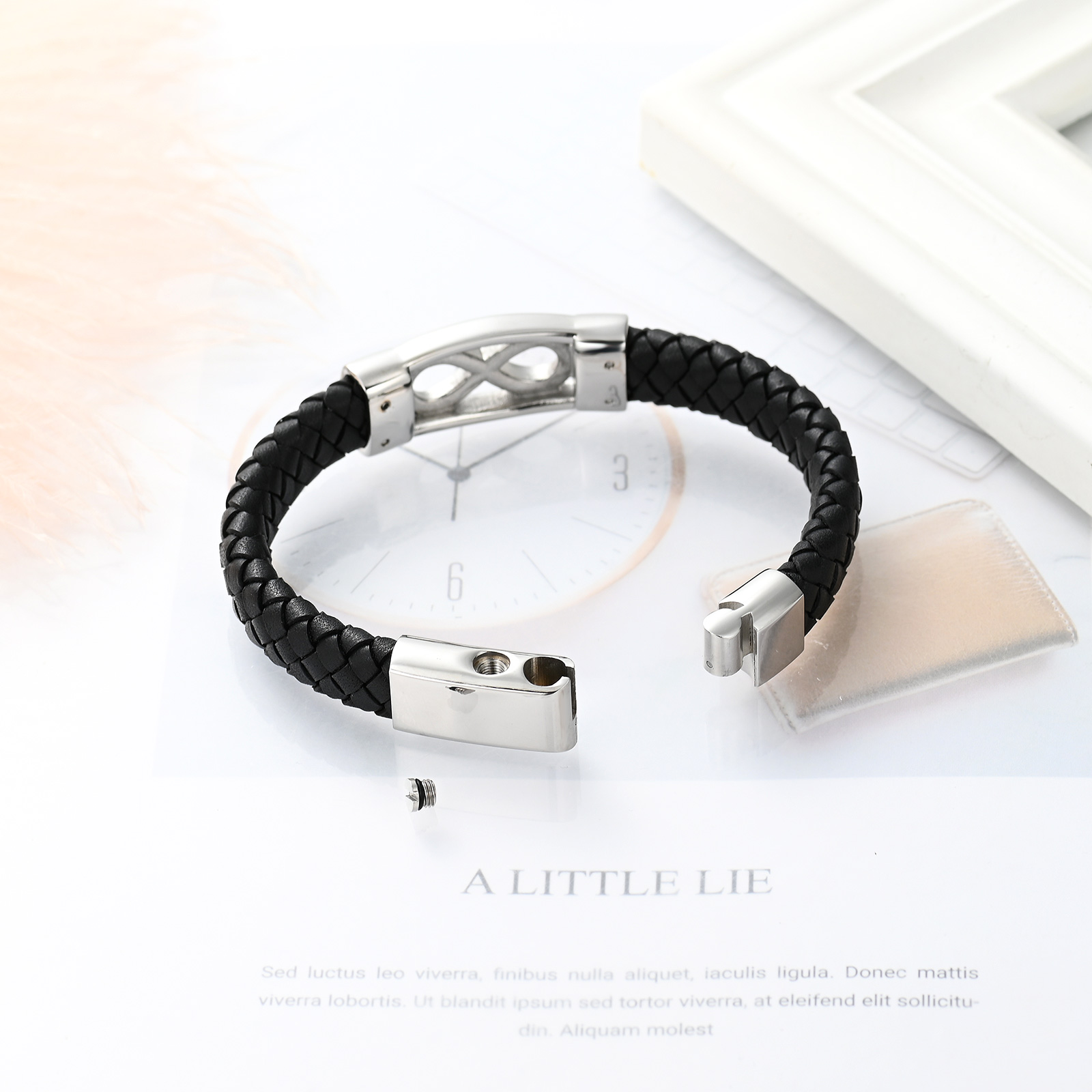 Infinity Women Men's Cremation Urn Bracelet for Ashes Leather Cuff Urn Bracelet - Picture 17 of 38