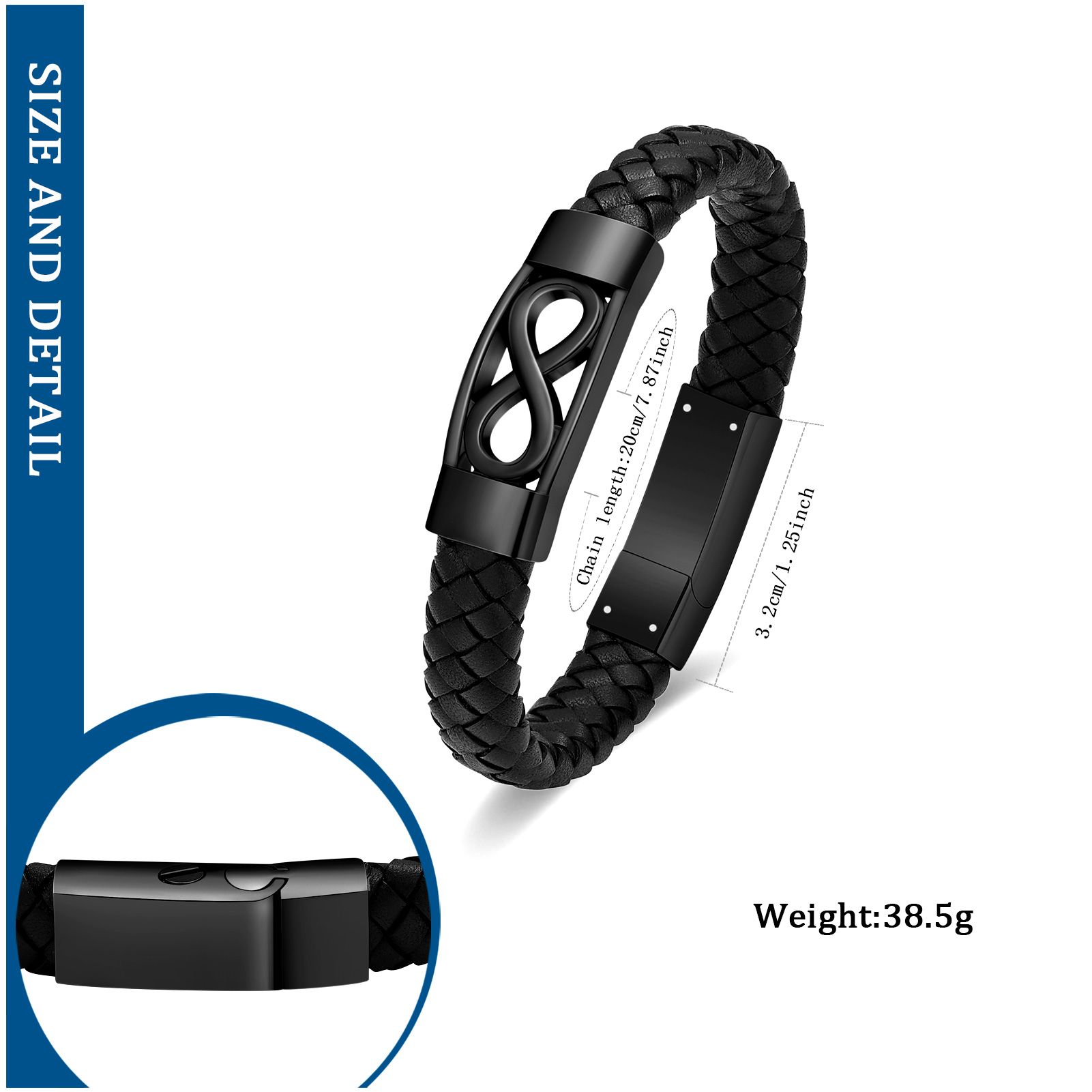 Infinity Women Men's Cremation Urn Bracelet for Ashes Leather Cuff Urn Bracelet - Picture 20 of 38