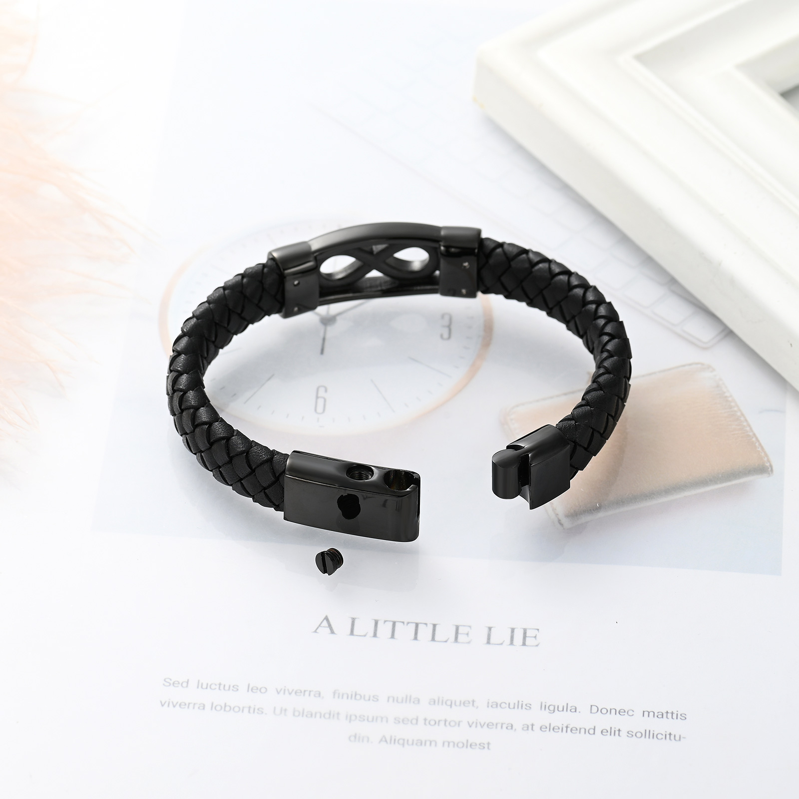 Infinity Women Men's Cremation Urn Bracelet for Ashes Leather Cuff Urn Bracelet - Picture 25 of 38