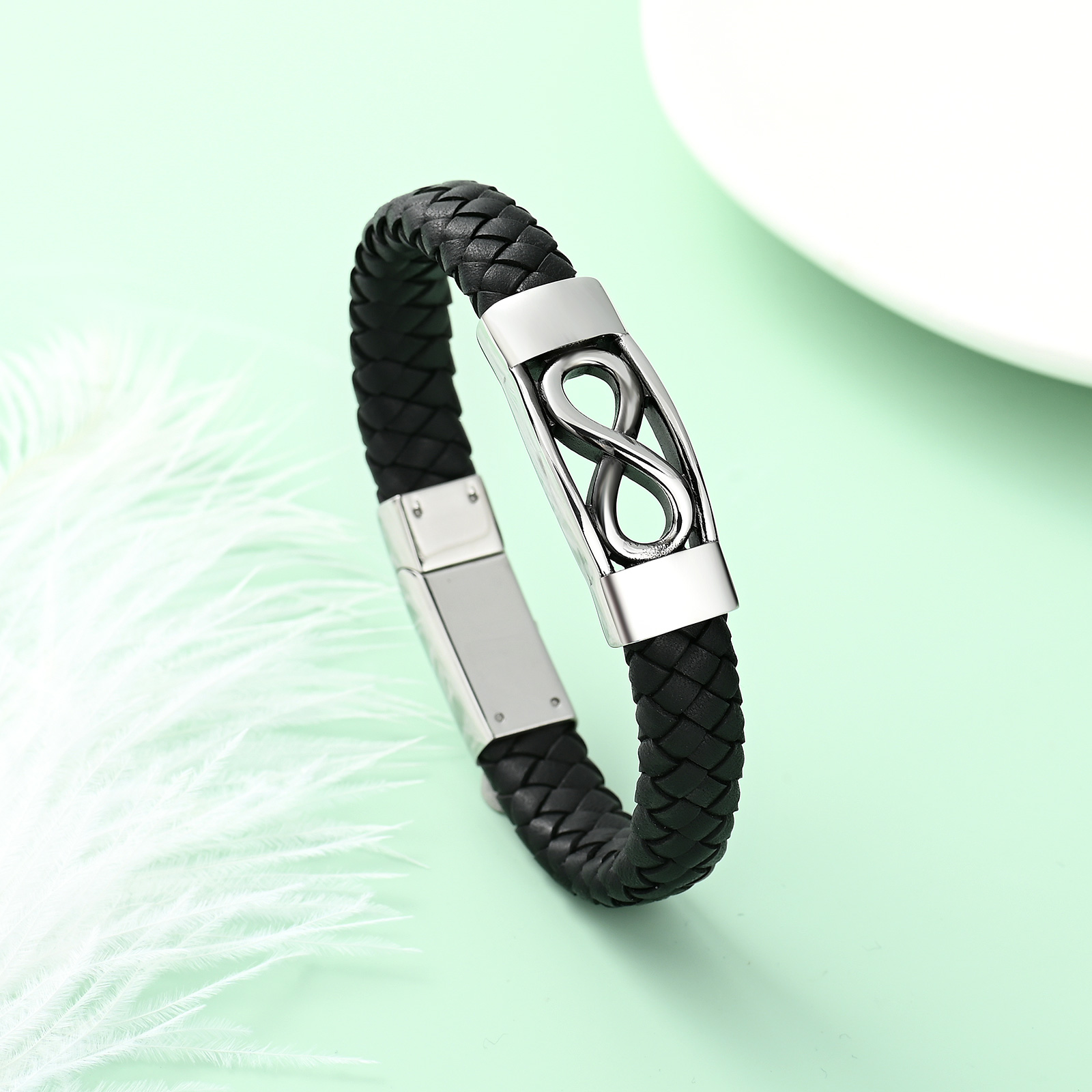 Infinity Women Men's Cremation Urn Bracelet for Ashes Leather Cuff Urn Bracelet - Picture 31 of 38