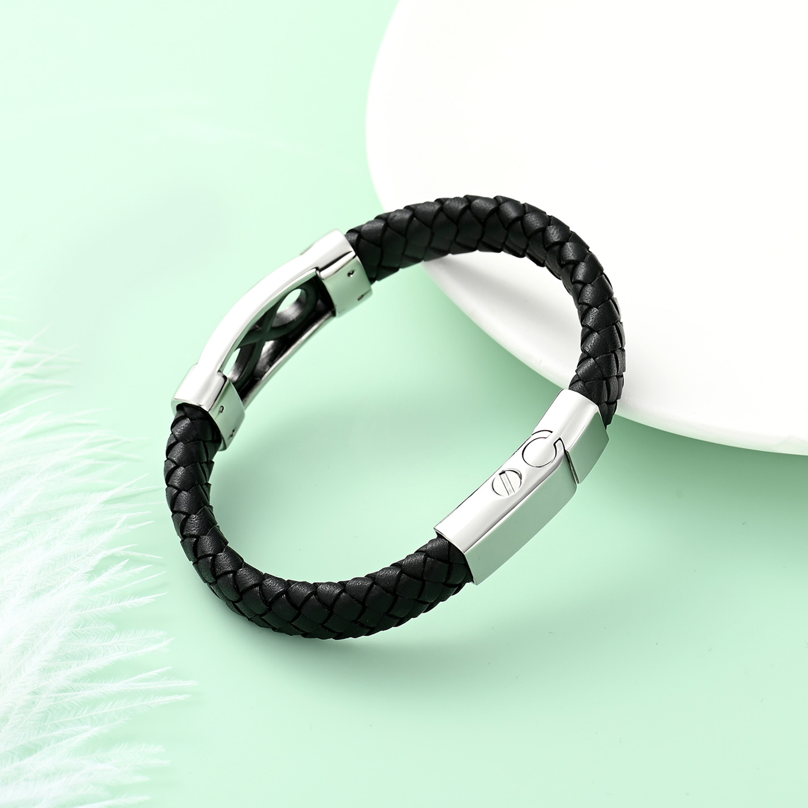 Infinity Women Men's Cremation Urn Bracelet for Ashes Leather Cuff Urn Bracelet - Picture 33 of 38