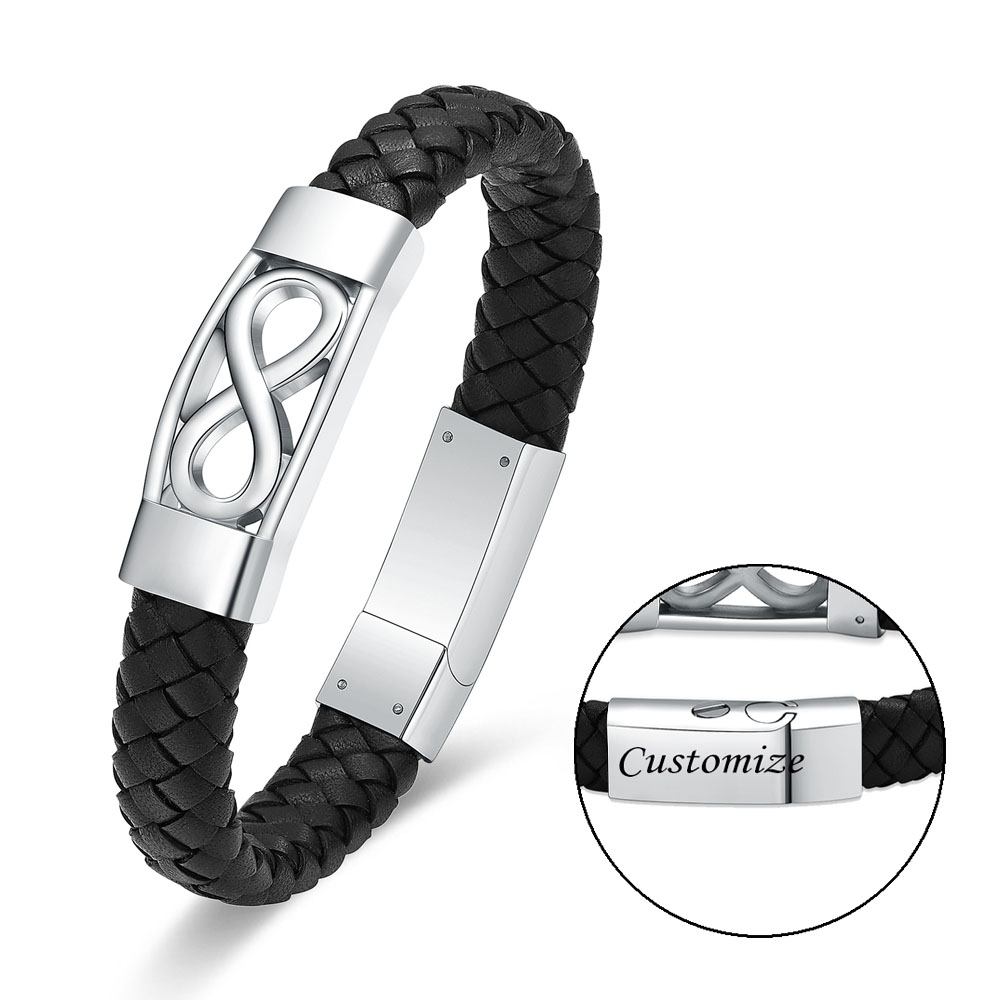 Infinity Women Men's Cremation Urn Bracelet for Ashes Leather Cuff Urn Bracelet - Picture 37 of 38