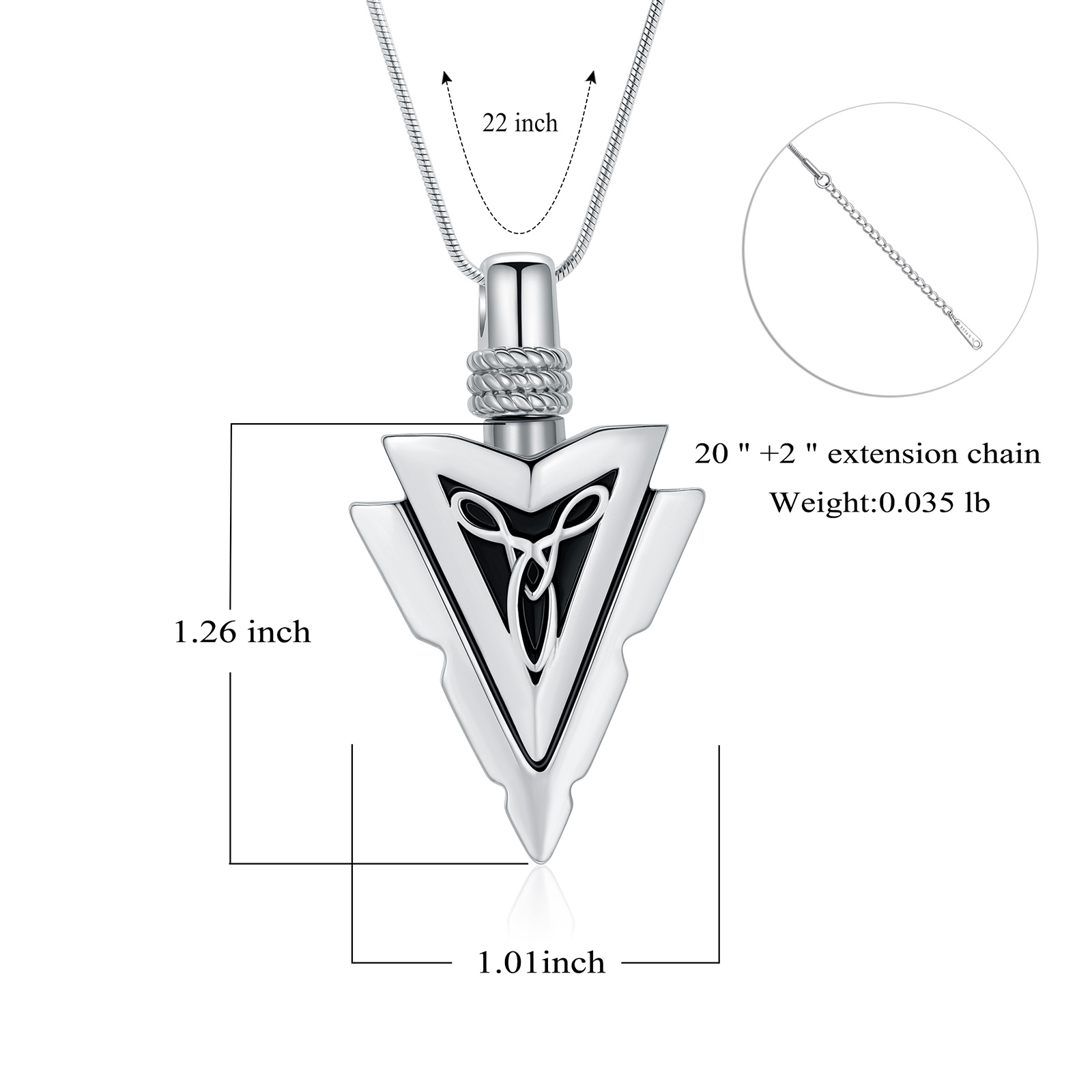 Men's Arrowhead Memorial Cremation Pendant Keepsake Urn Necklace For Ashe Holder - Bild 3 von 13