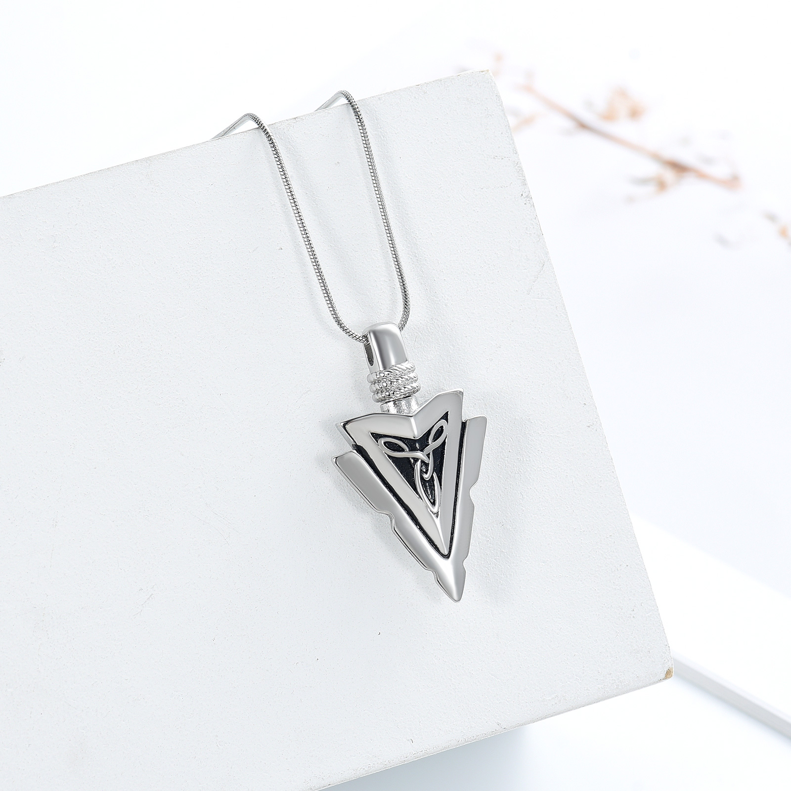 Men's Arrowhead Memorial Cremation Pendant Keepsake Urn Necklace For Ashe Holder - Bild 4 von 13