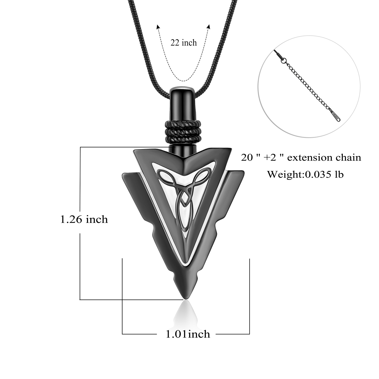 Men's Arrowhead Memorial Cremation Pendant Keepsake Urn Necklace For Ashe Holder - Bild 9 von 13