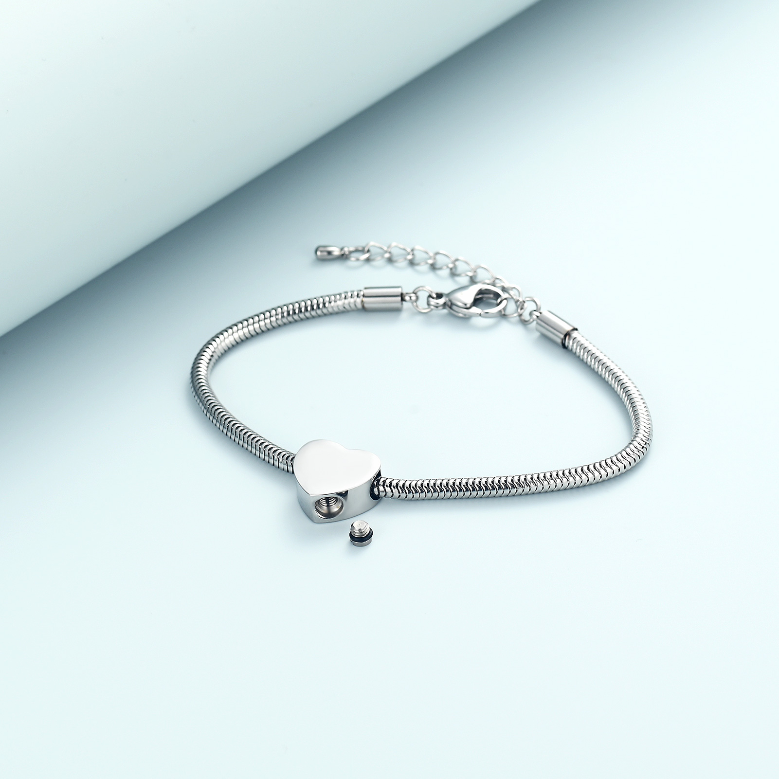 Stainless Steel Heart Urn Pendant Funeral Urns Bracelet Ashes Memorial Jewelry - Picture 6 of 26