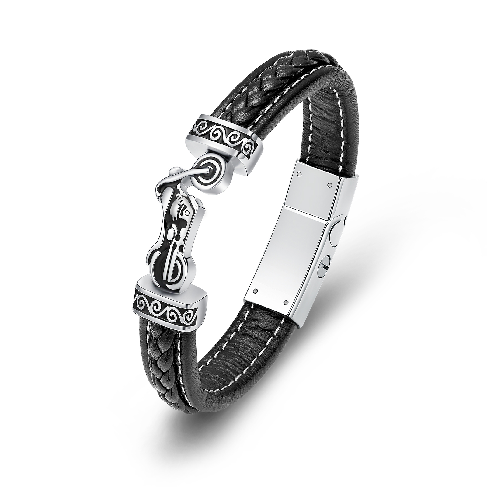 Motorcycle Cremation Bracelet for Ashes for Men Braided Leather Wristband Bangle - Picture 11 of 32