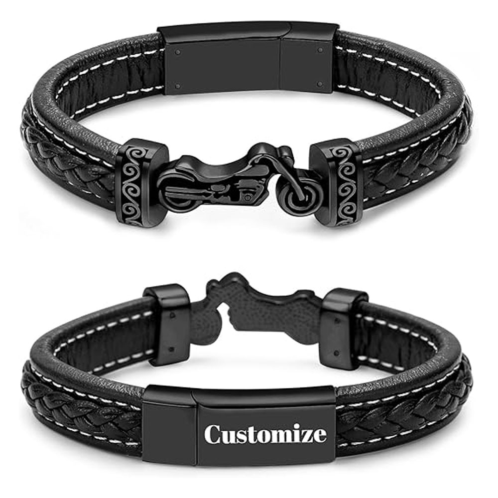 Motorcycle Cremation Bracelet for Ashes for Men Braided Leather Wristband Bangle - Picture 25 of 32