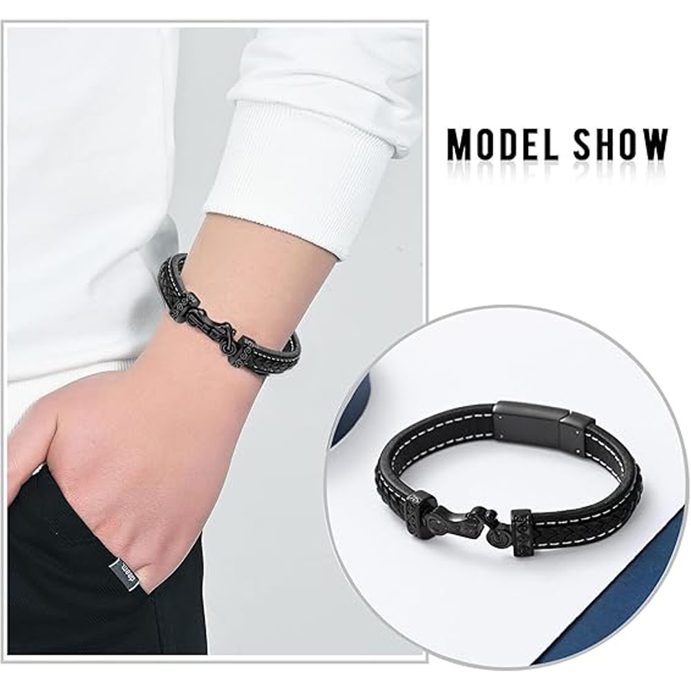 Motorcycle Cremation Bracelet for Ashes for Men Braided Leather Wristband Bangle - Picture 27 of 32