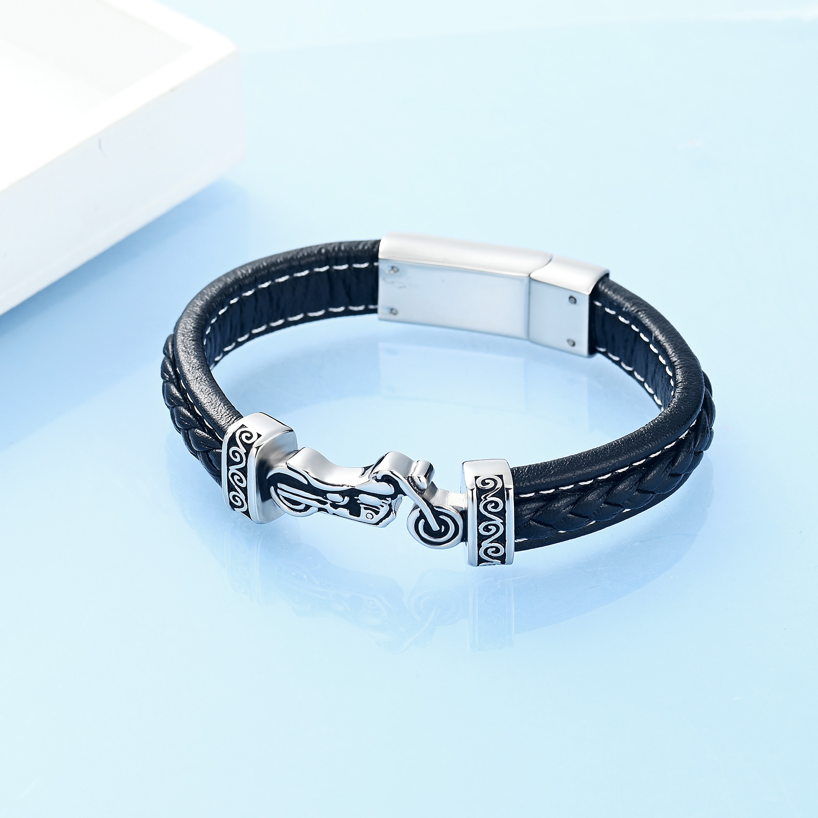 Motorcycle Cremation Bracelet for Ashes for Men Braided Leather Wristband Bangle - Picture 30 of 32
