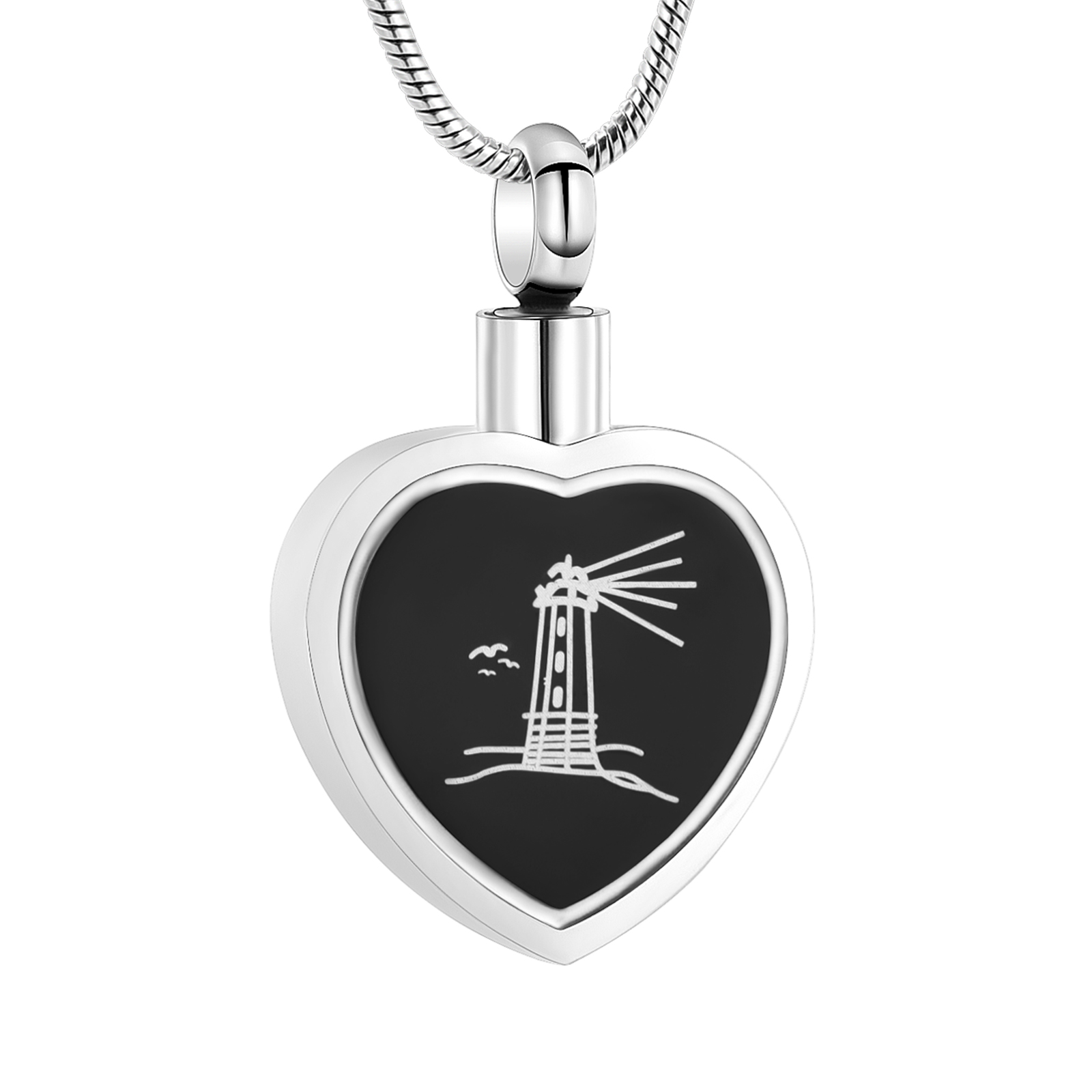 Lighthouse Memorial Urn Cremation Jewelry Collection Heart Ashes Urn Necklaces