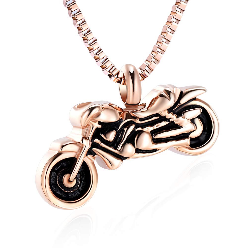 Stainless Steel Motorcycle Urn Pendant Memory Necklace for Cremation Ashes Gift