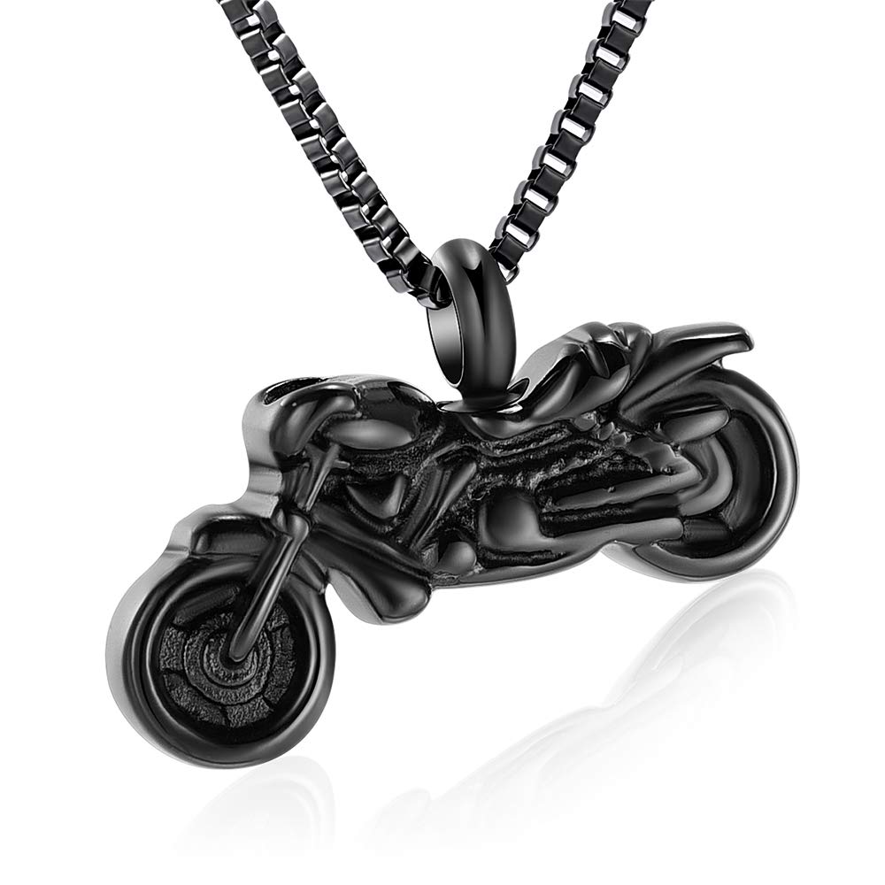 Stainless Steel Motorcycle Urn Pendant Memory Necklace for Cremation Ashes Gift