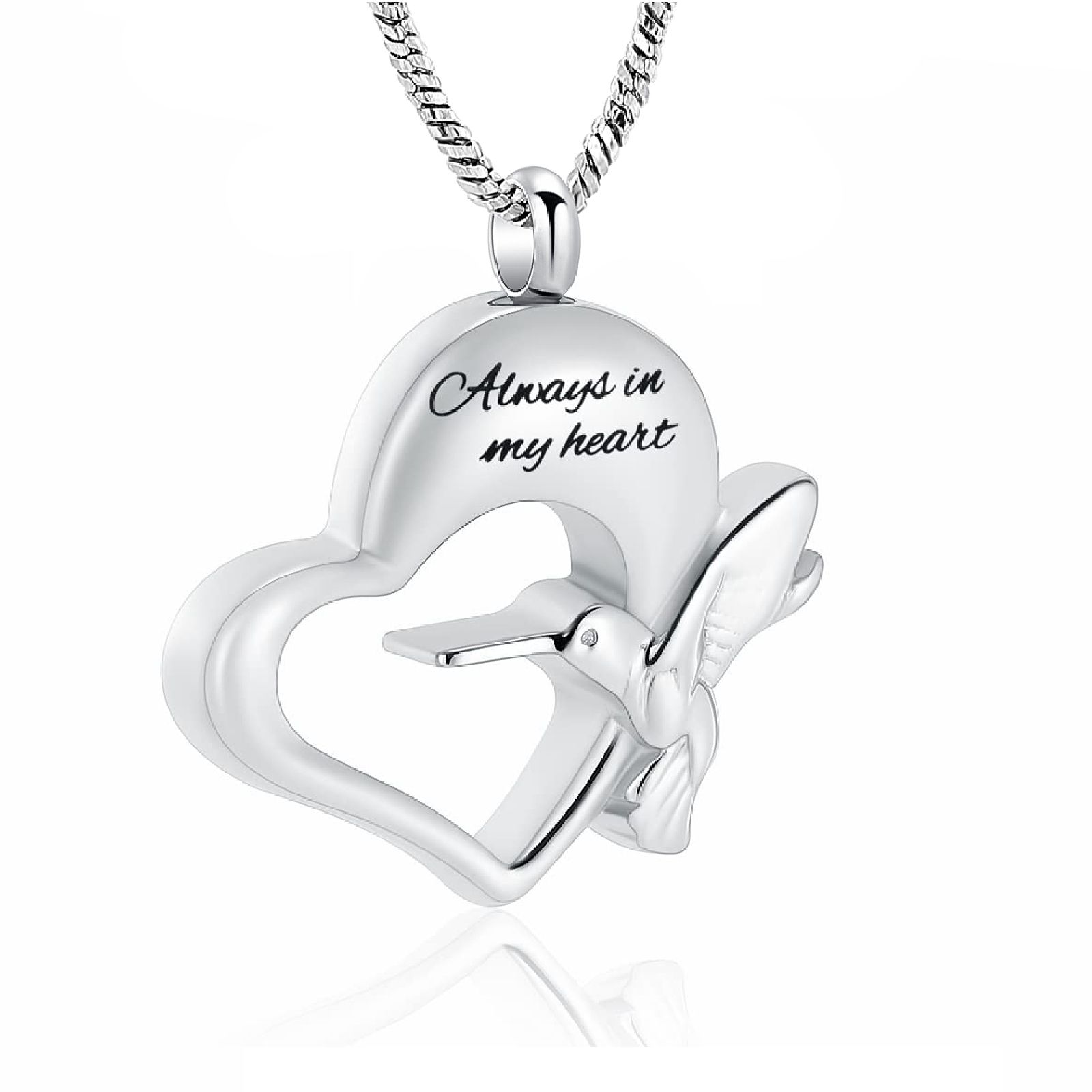 Always in My Heart Hummingbird Urn Pendant Cremation Jewelry for Ashes Necklace - Picture 3 of 11