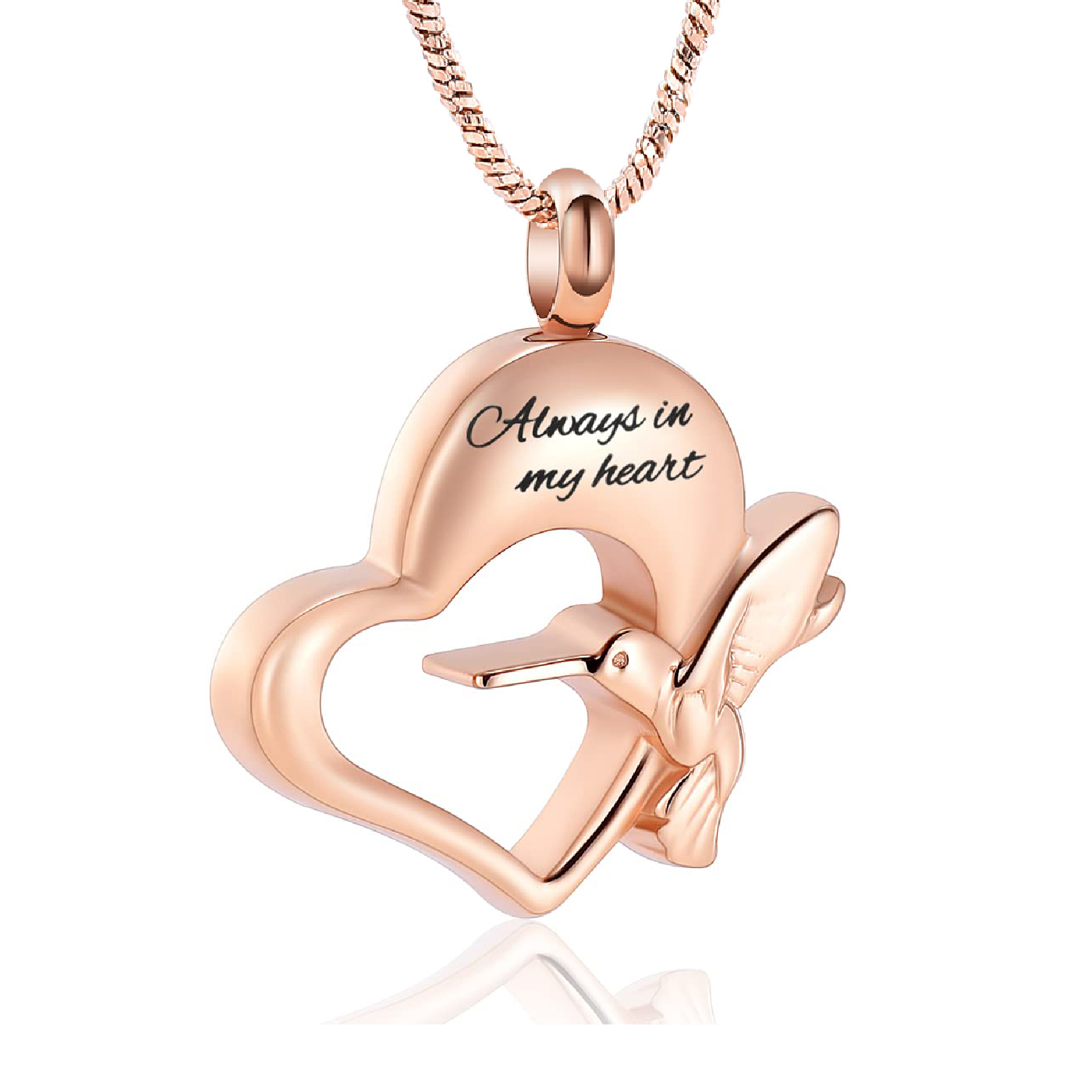 Always in My Heart Hummingbird Urn Pendant Cremation Jewelry for Ashes Necklace - Picture 4 of 11