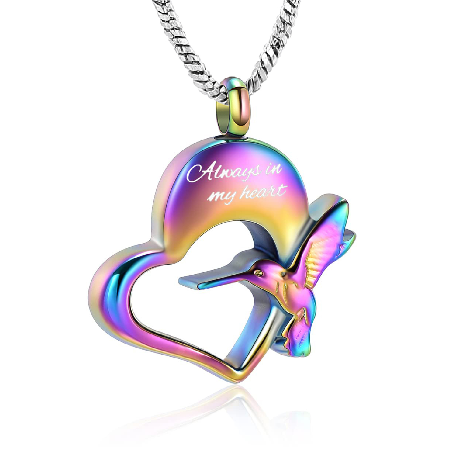 Always in My Heart Hummingbird Urn Pendant Cremation Jewelry for Ashes Necklace - Picture 5 of 11