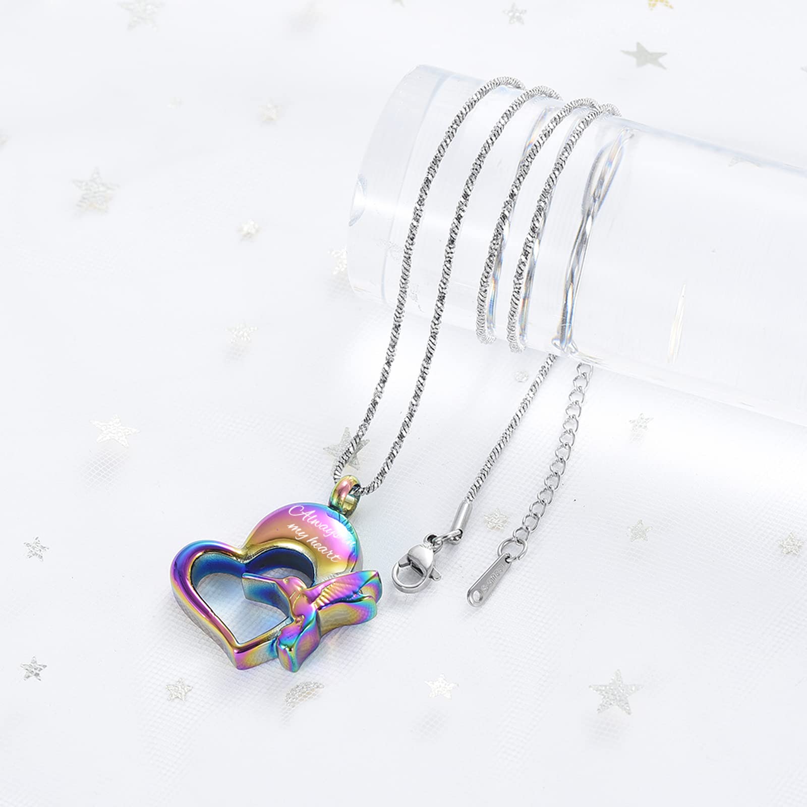 Always in My Heart Hummingbird Urn Pendant Cremation Jewelry for Ashes Necklace - Picture 9 of 11