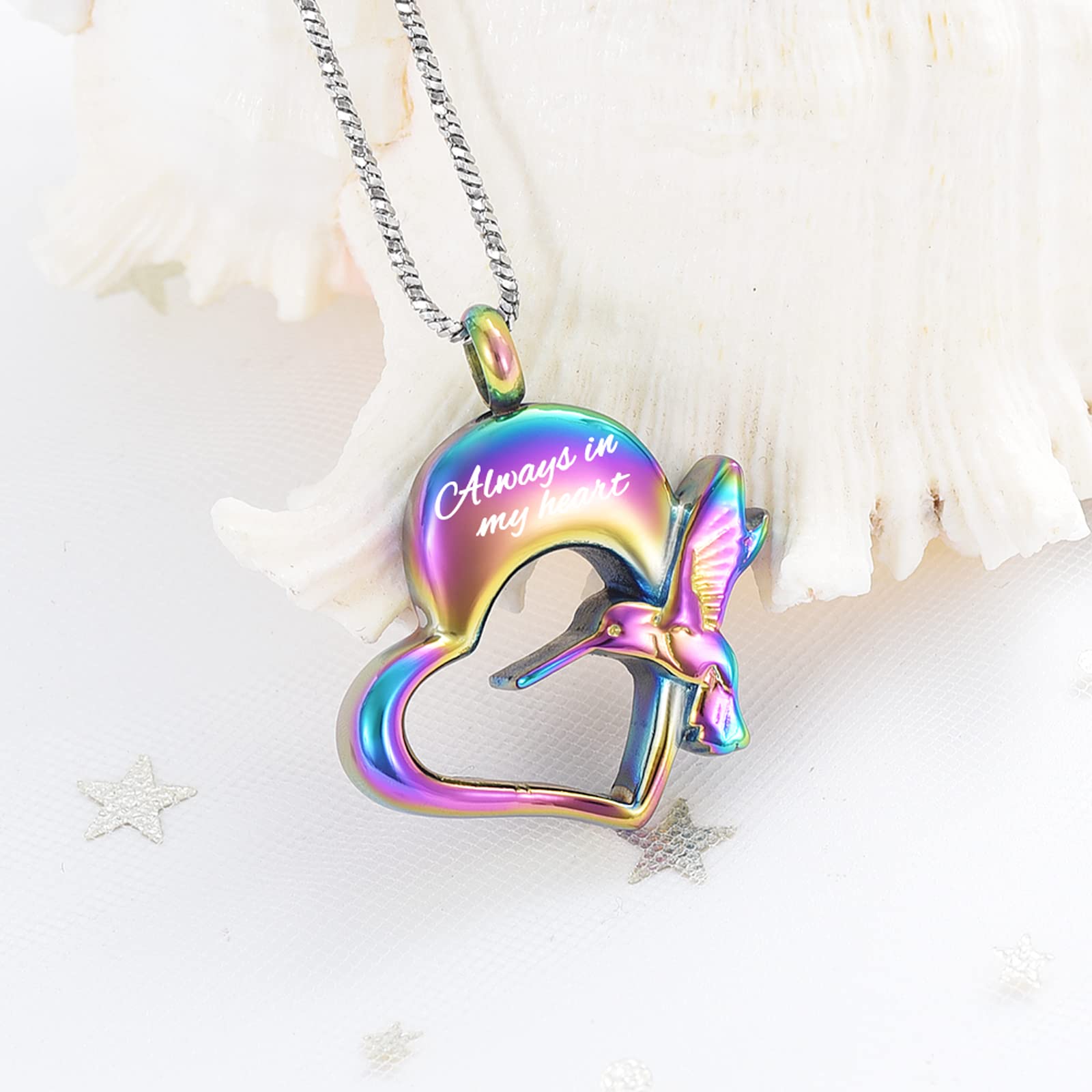 Always in My Heart Hummingbird Urn Pendant Cremation Jewelry for Ashes Necklace - Picture 7 of 11