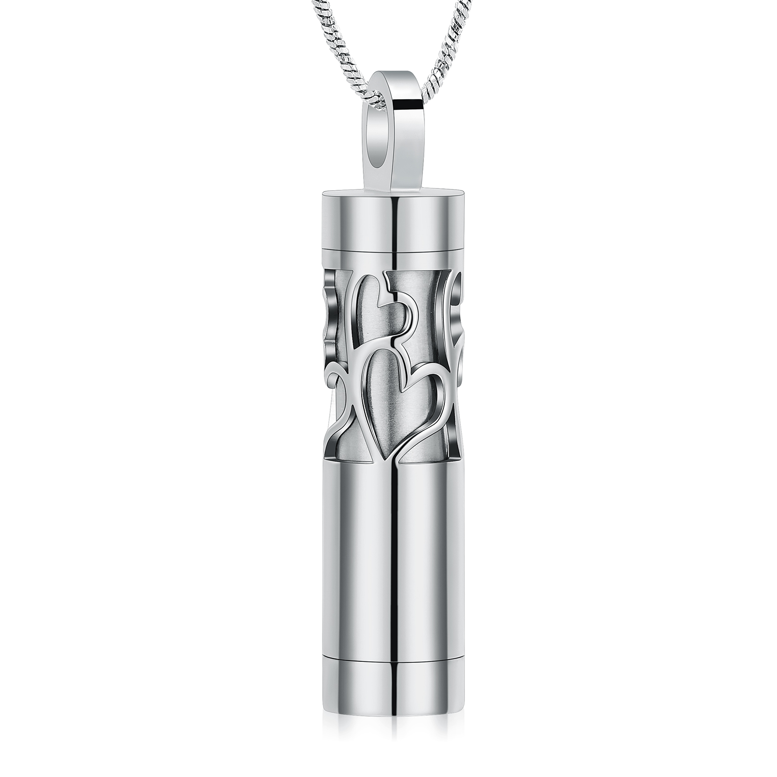 Double Layer Cylinder Urn Pendant Memory Necklace for Cremation Ashes Jewelry