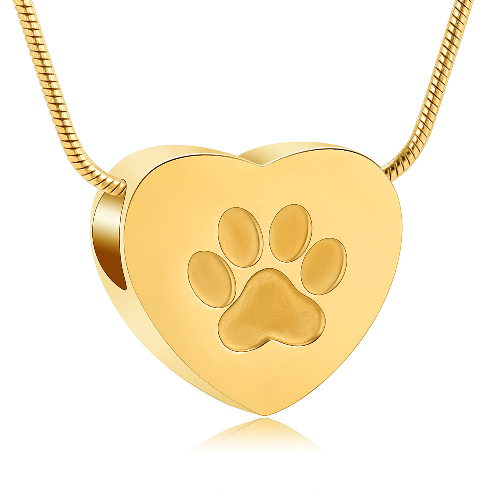 Paw Print Heart Urn Pendant Pet Memory Necklace for Dog Cat Cremation ...