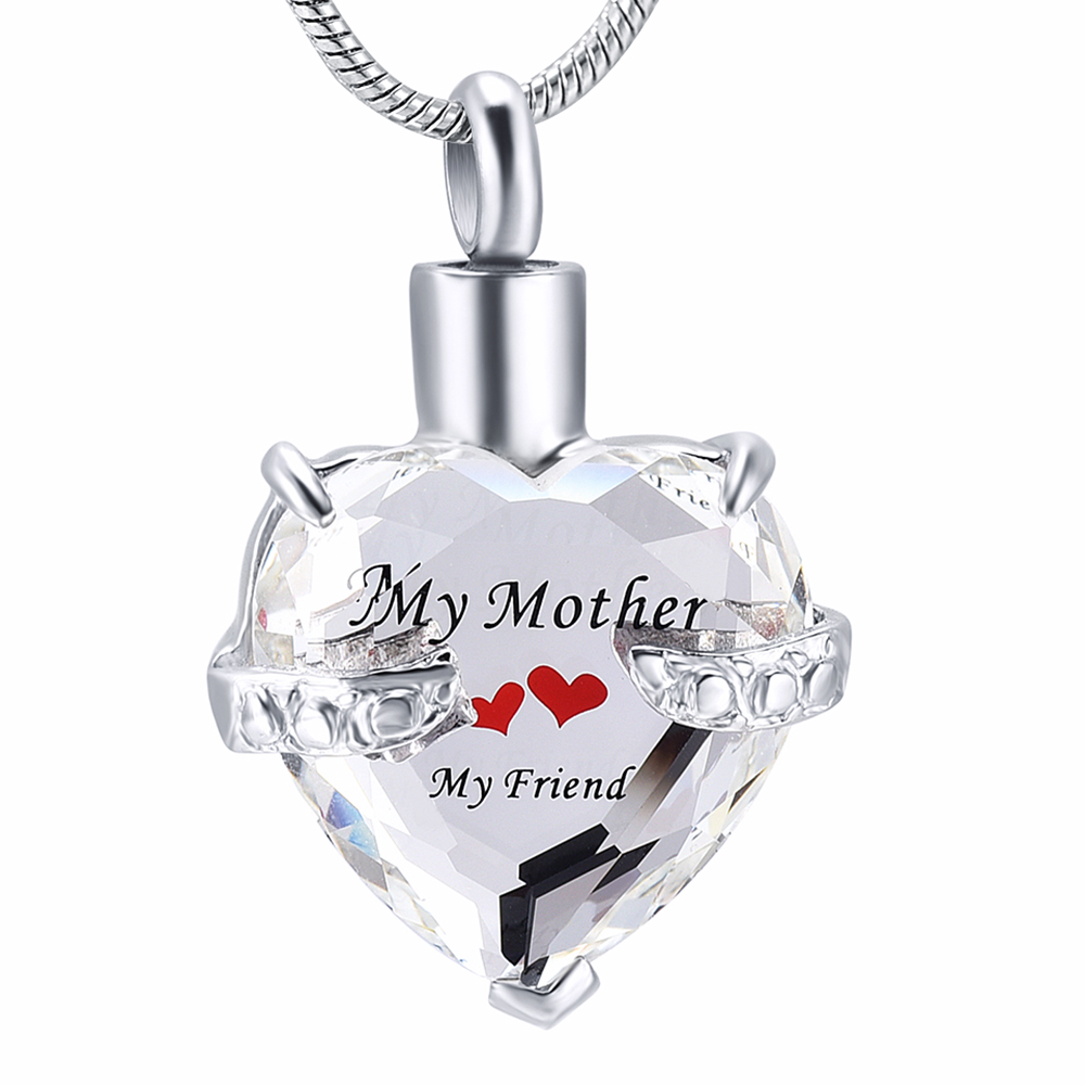 My Mother My Friend Heart Urn Pendant Mom Memorial Cremation Jewelry for Ashes - Picture 3 of 9