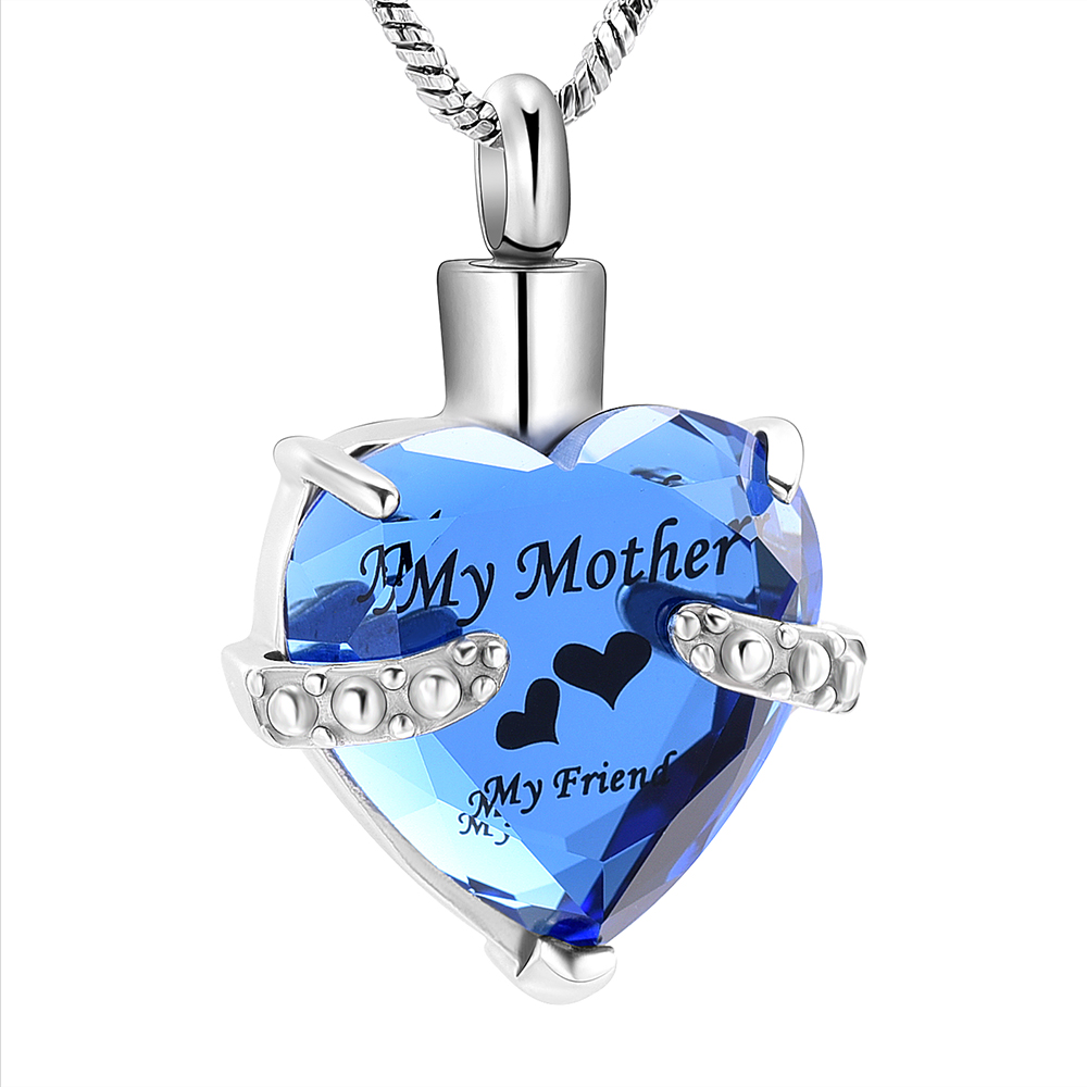 My Mother My Friend Heart Urn Pendant Mom Memorial Cremation Jewelry for Ashes - Picture 4 of 9