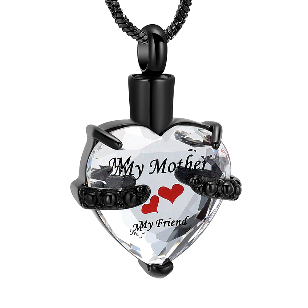 My Mother My Friend Heart Urn Pendant Mom Memorial Cremation Jewelry for Ashes - Picture 7 of 9