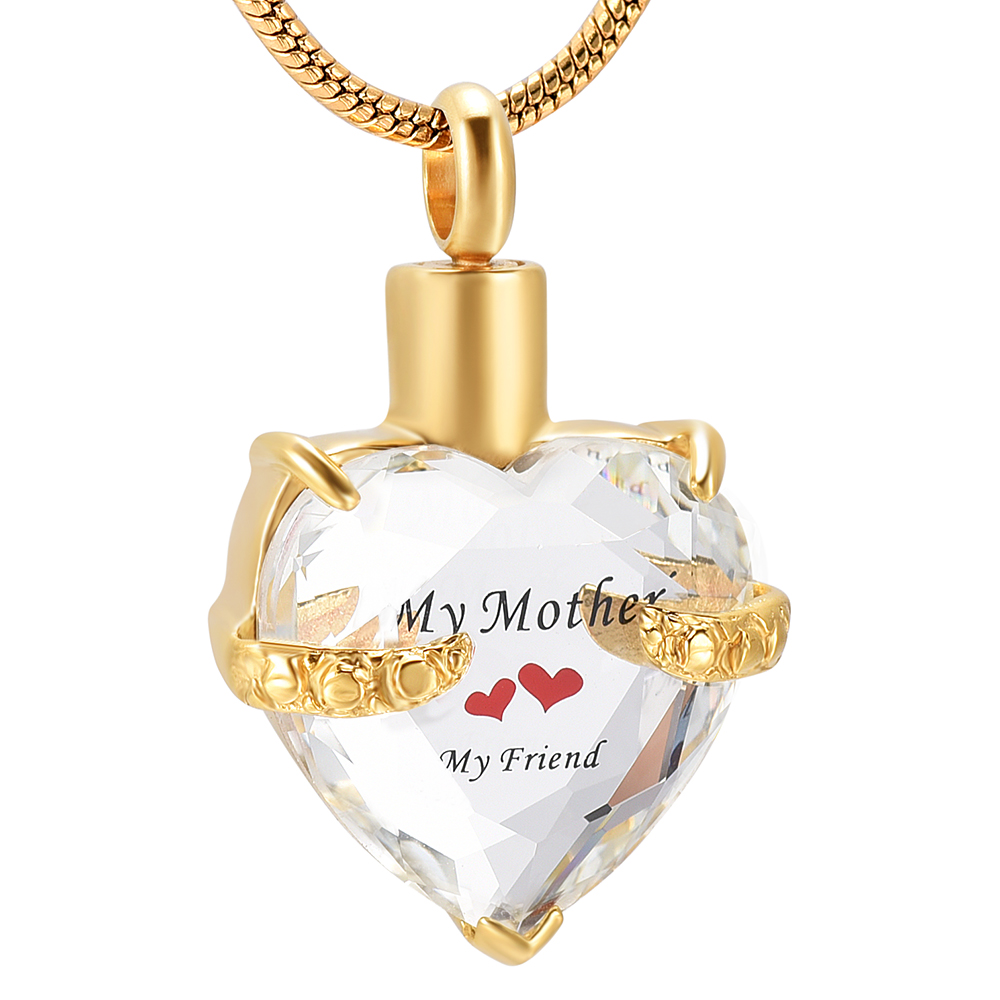 My Mother My Friend Heart Urn Pendant Mom Memorial Cremation Jewelry for Ashes - Picture 8 of 9
