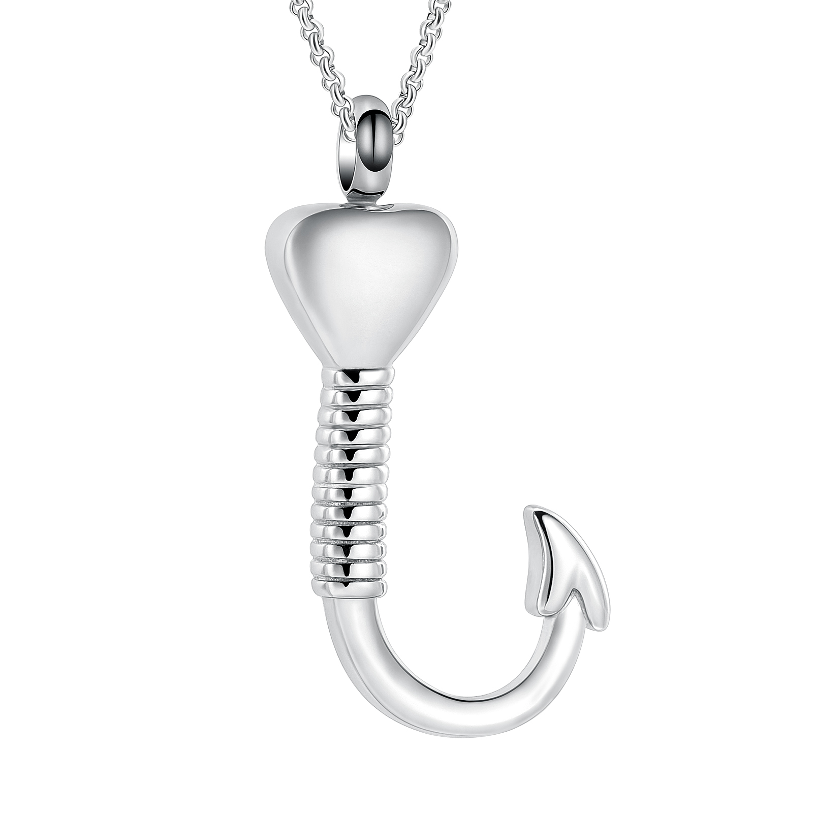 Fish Hook Urn Necklace for Ashes Fishhook Memorial Fishing Ash Necklace Pendant