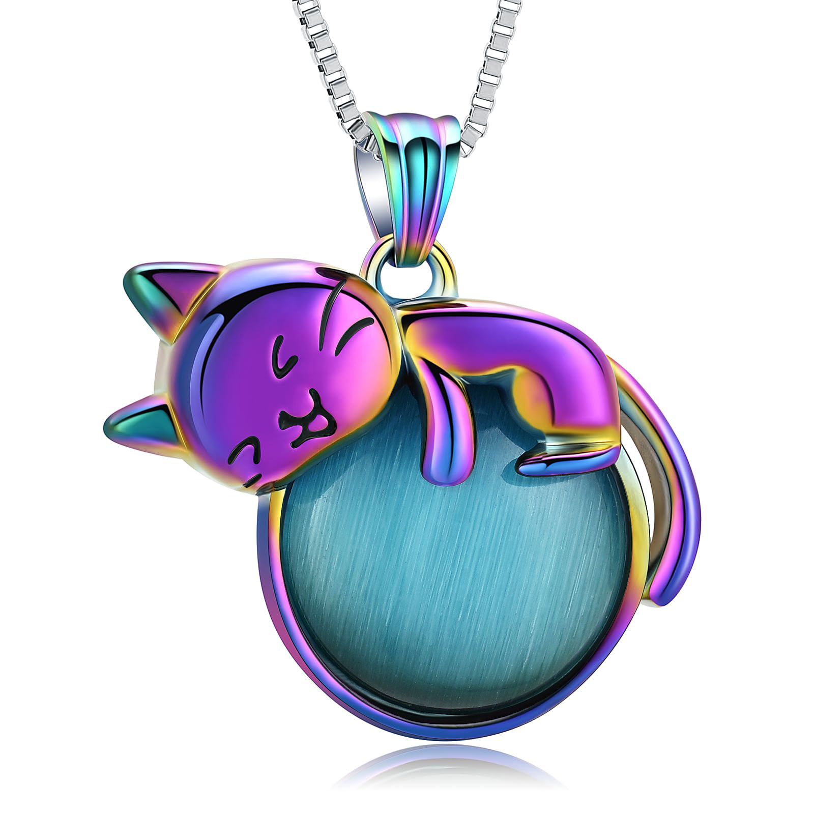 Stone Moon Cat Urn Pendant Pet Memory Necklace Cremation Ashes Memorial Jewelry - Picture 15 of 15