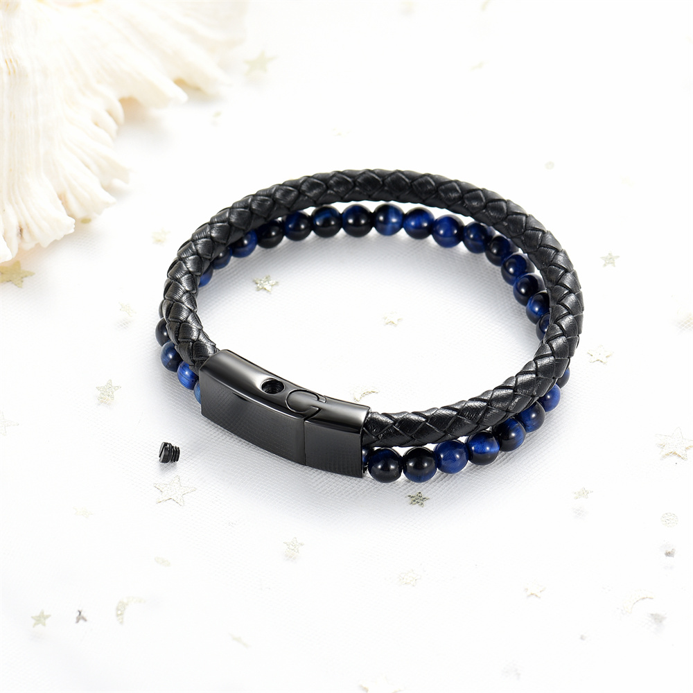Lava Stone Urn Bracelet for Ashes Genuine Leather Cremation Gift for Women Men - Picture 19 of 50