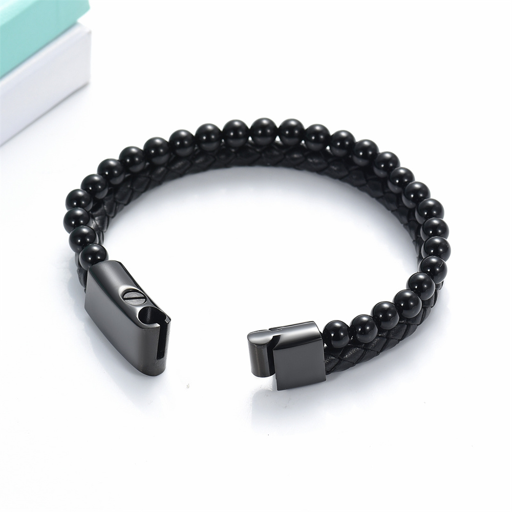 Lava Stone Urn Bracelet for Ashes Genuine Leather Cremation Gift for Women Men - Picture 30 of 50