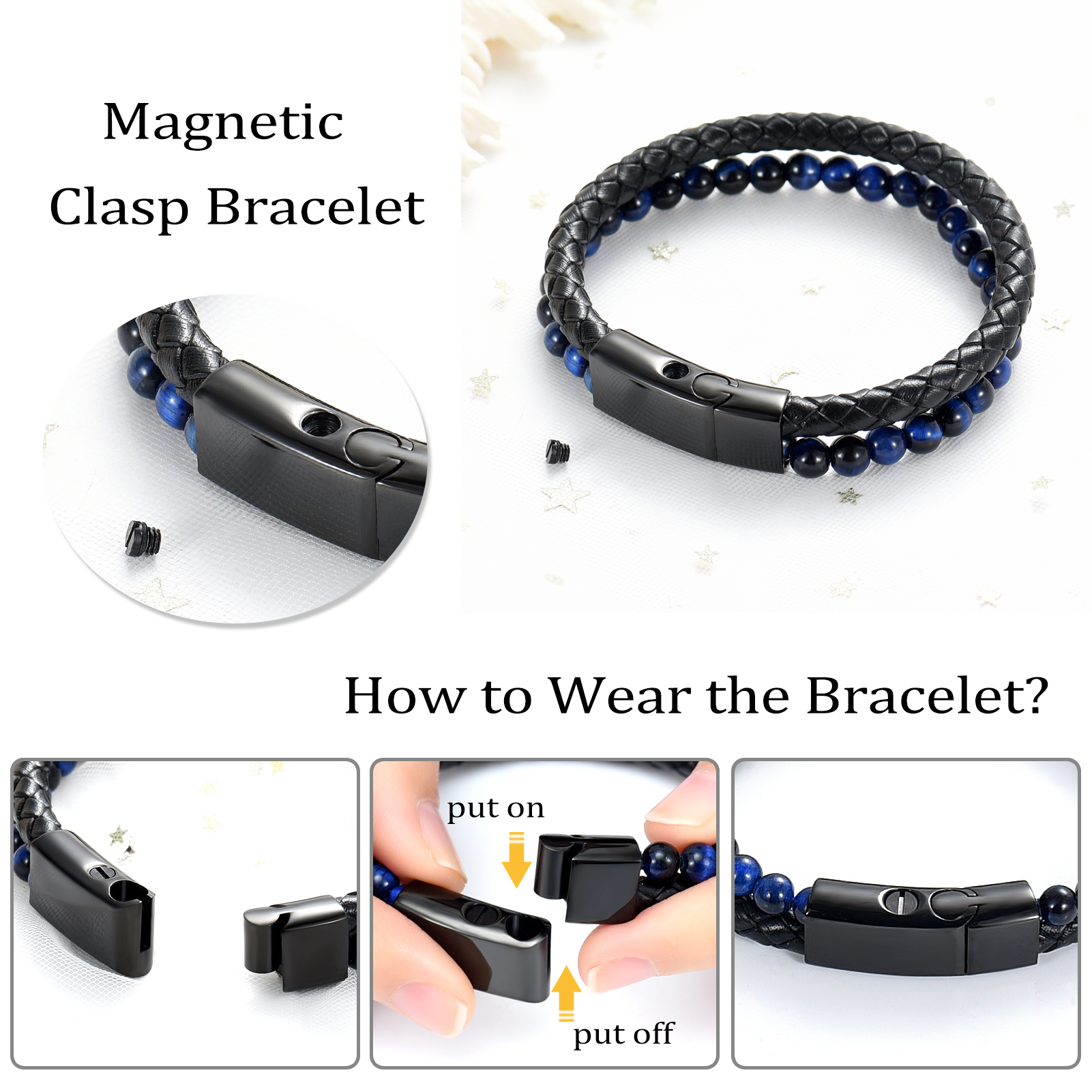 Lava Stone Urn Bracelet for Ashes Genuine Leather Cremation Gift for Women Men - Picture 21 of 50