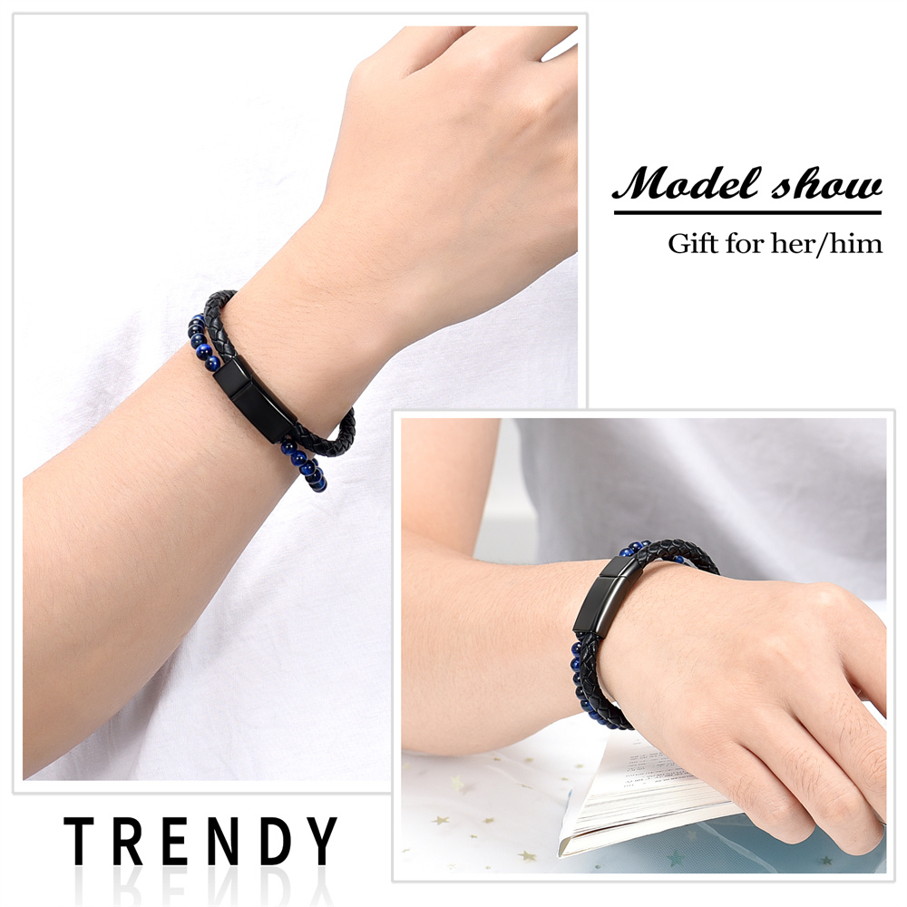 Lava Stone Urn Bracelet for Ashes Genuine Leather Cremation Gift for Women Men - Picture 45 of 50