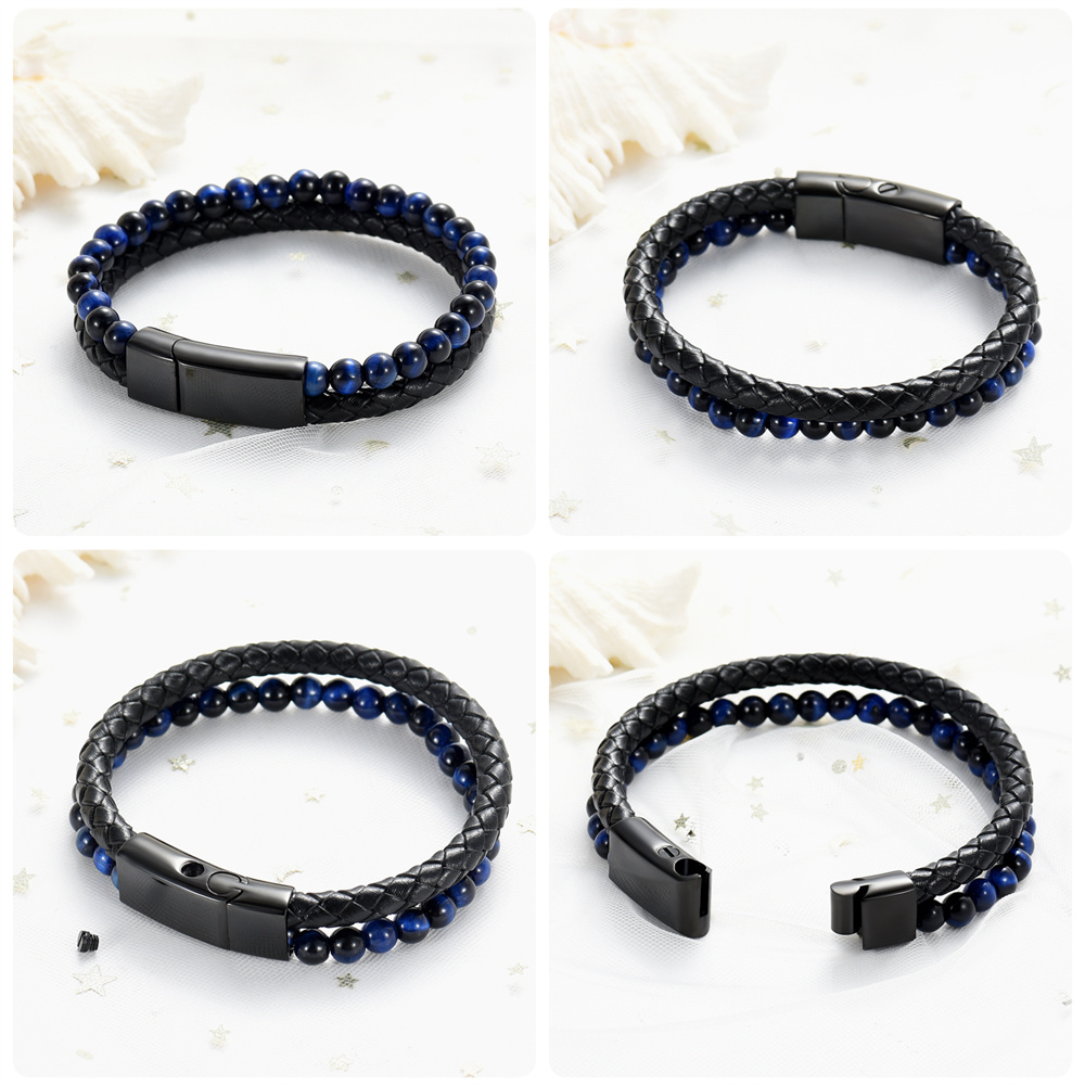 Lava Stone Urn Bracelet for Ashes Genuine Leather Cremation Gift for Women Men - Picture 47 of 50