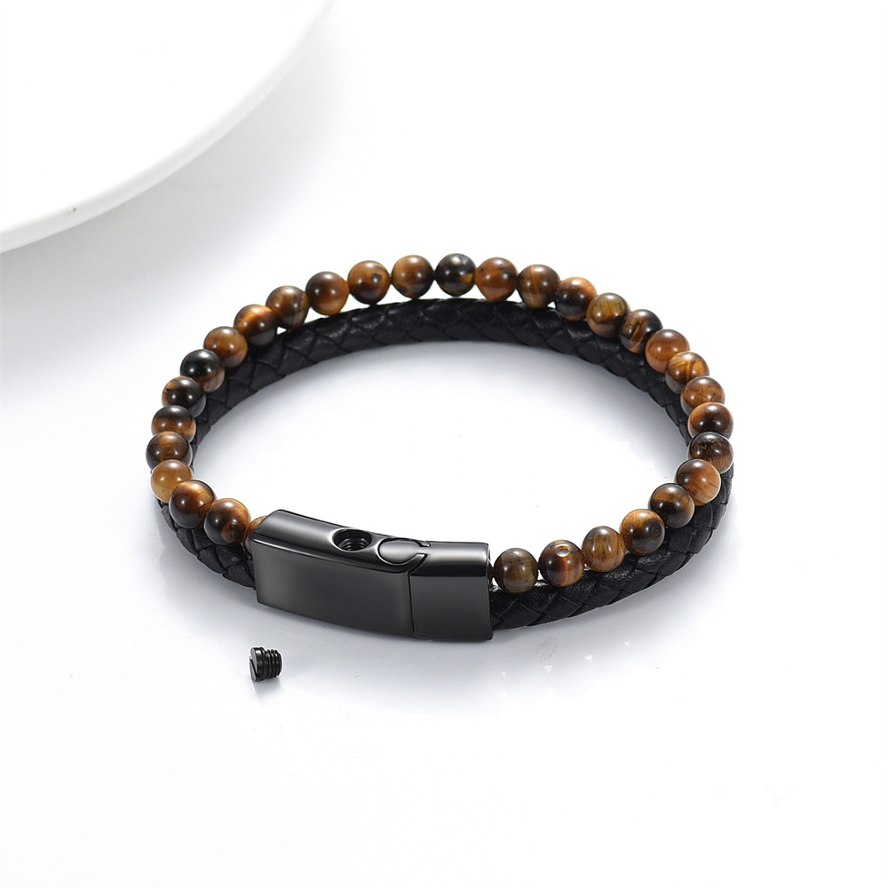 Lava Stone Urn Bracelet for Ashes Genuine Leather Cremation Gift for Women Men - Picture 49 of 50