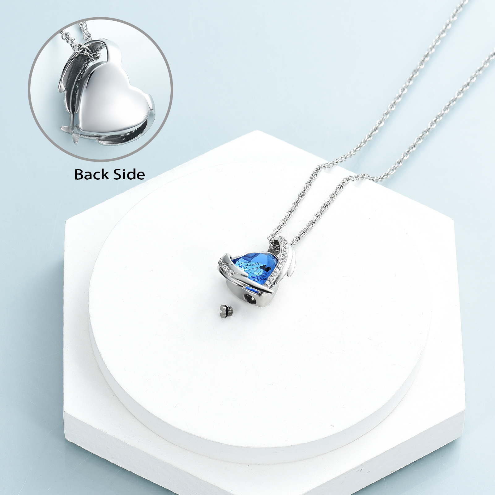 Heart Urn Pendant Necklace for Cremation Ashes Keepsake Memorial Jewelry Gift - Picture 7 of 17