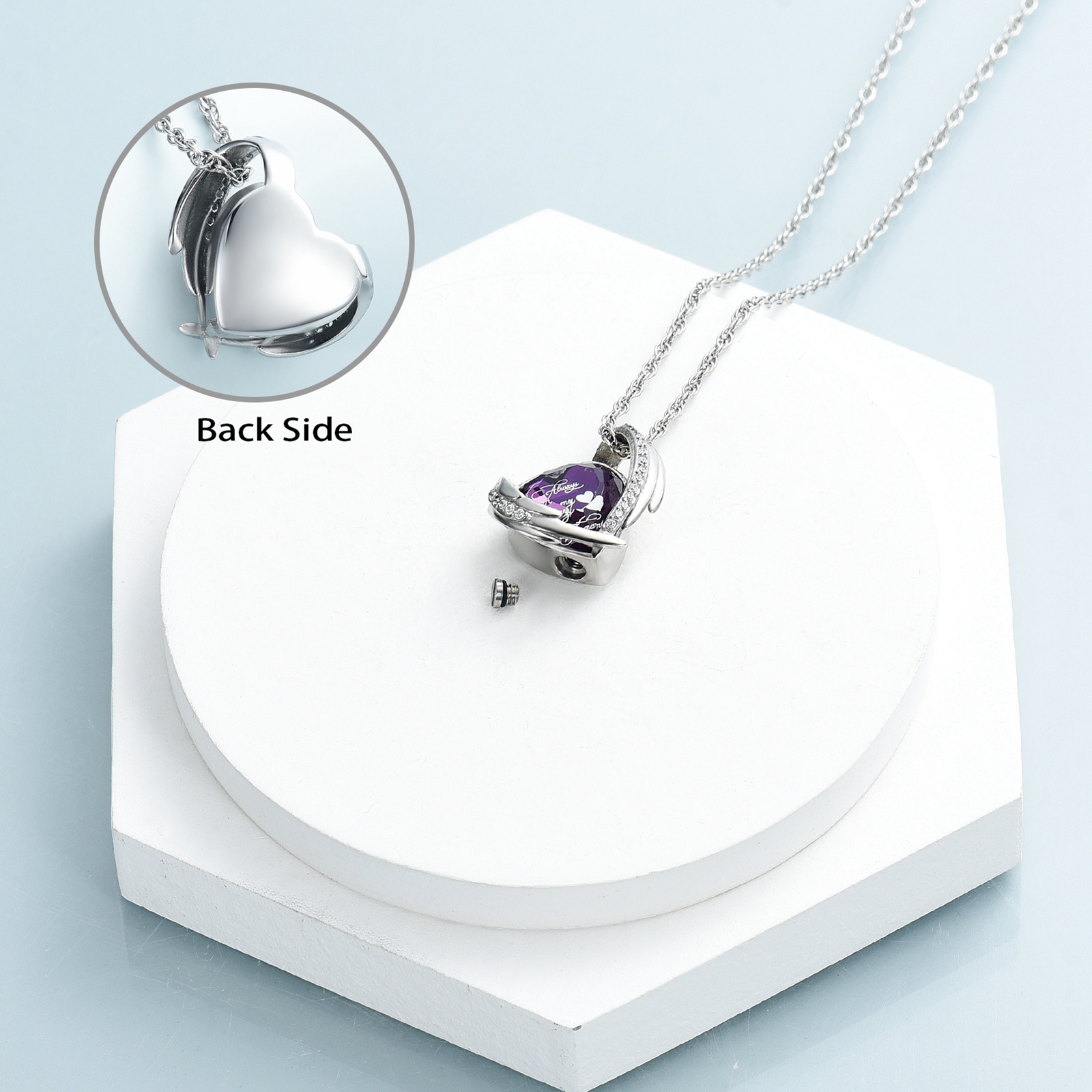 Heart Urn Pendant Necklace for Cremation Ashes Keepsake Memorial Jewelry Gift - Picture 13 of 17