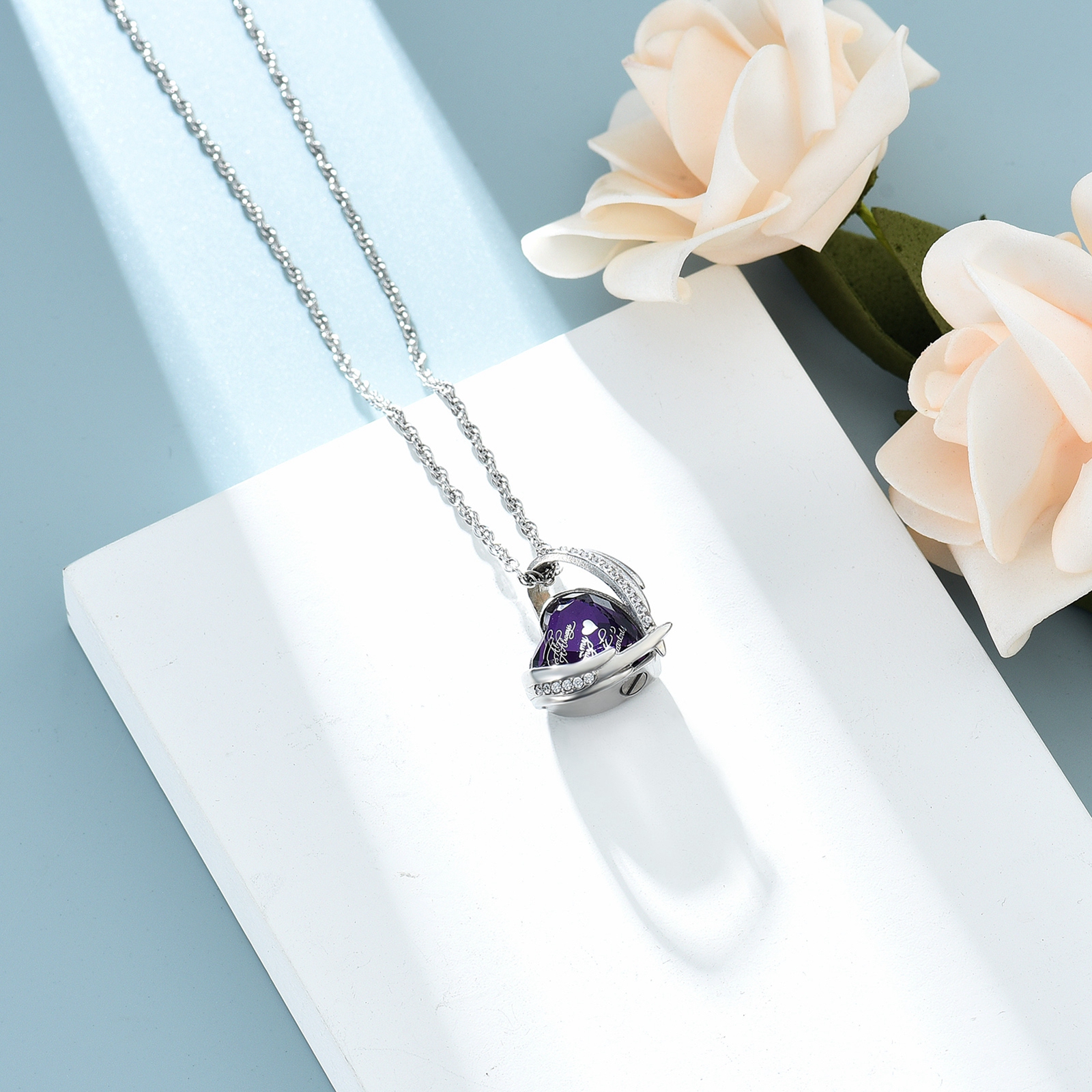Heart Urn Pendant Necklace for Cremation Ashes Keepsake Memorial Jewelry Gift - Picture 14 of 17