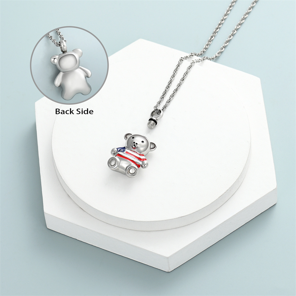 Cremation Jewelry - Teddy Bear Urn Necklace for Men Women Mini Keepsake Jewelry