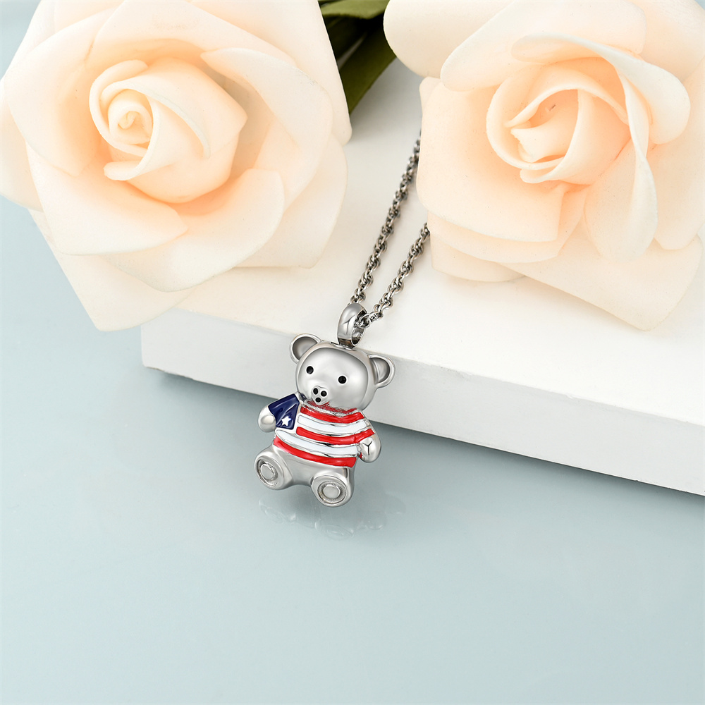 Cremation Jewelry - Teddy Bear Urn Necklace for Men Women Mini Keepsake Jewelry