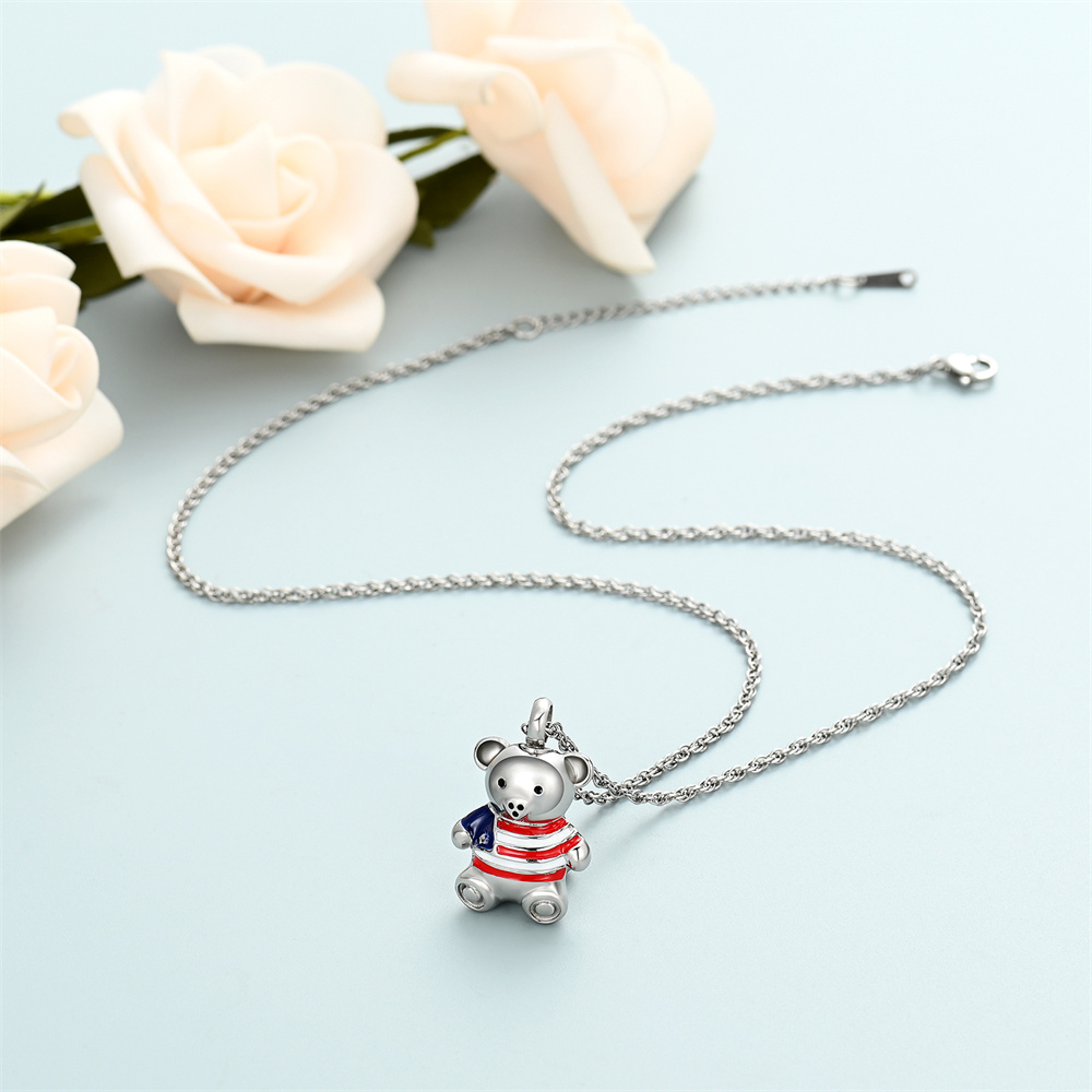 Cremation Jewelry - Teddy Bear Urn Necklace for Men Women Mini Keepsake Jewelry